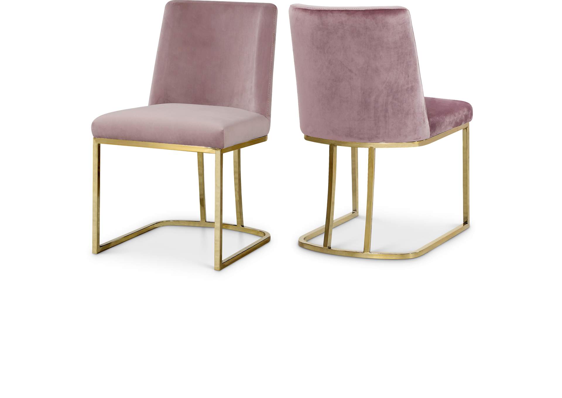 Heidi Pink Velvet Dining Chair Set of 2,Meridian Furniture