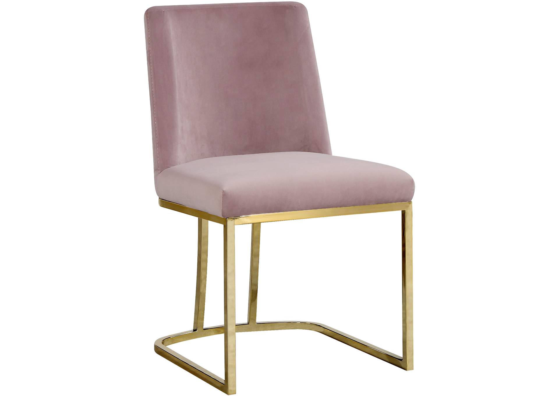 Heidi Pink Velvet Dining Chair Set of 2,Meridian Furniture