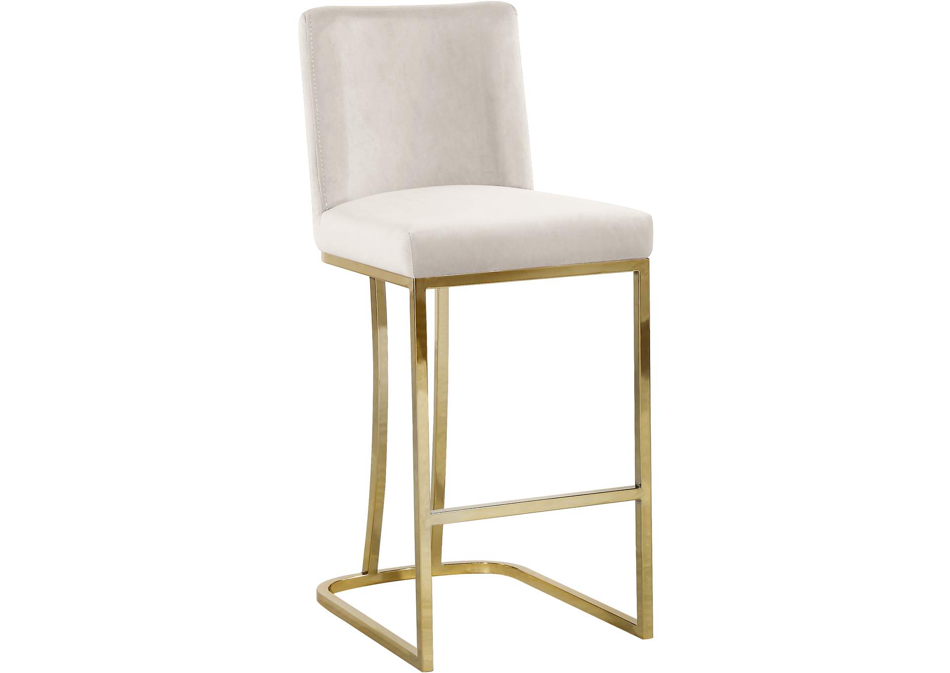 Heidi Cream Velvet Stool,Meridian Furniture