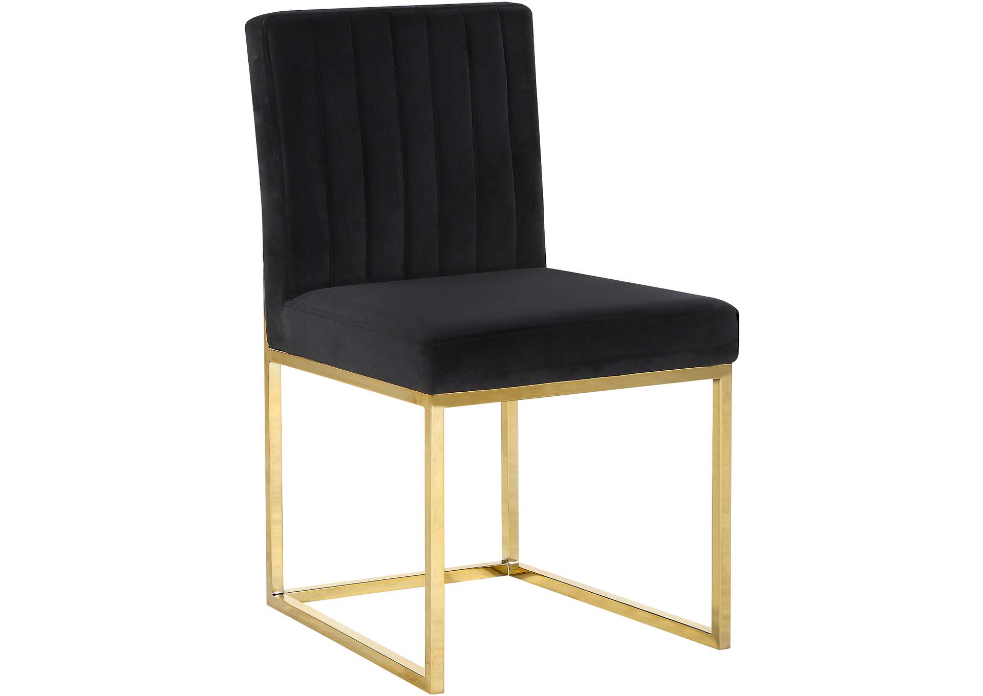 Giselle Black Velvet Dining Chair Set of 2,Meridian Furniture