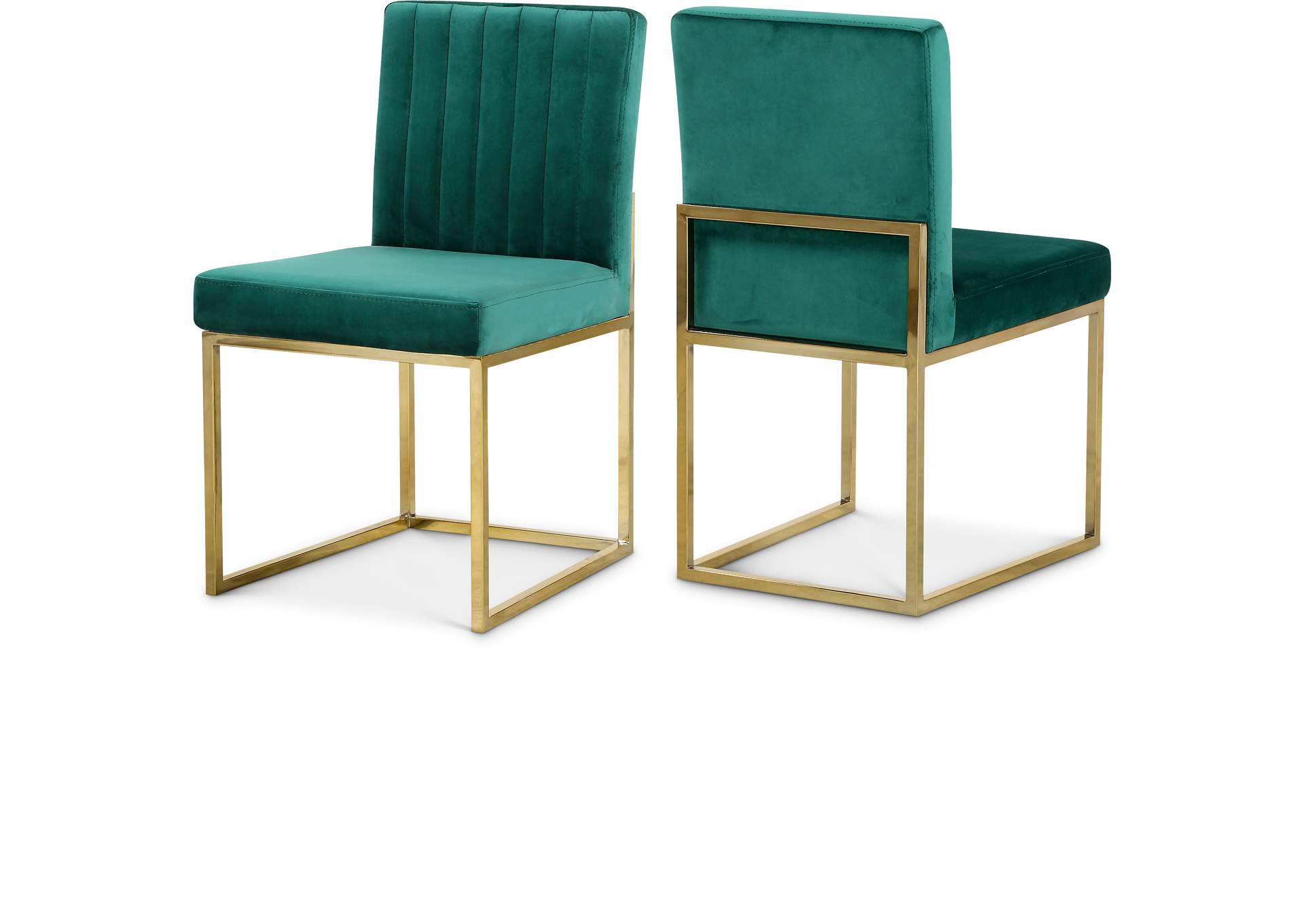 Giselle Green Velvet Dining Chair Set of 2,Meridian Furniture