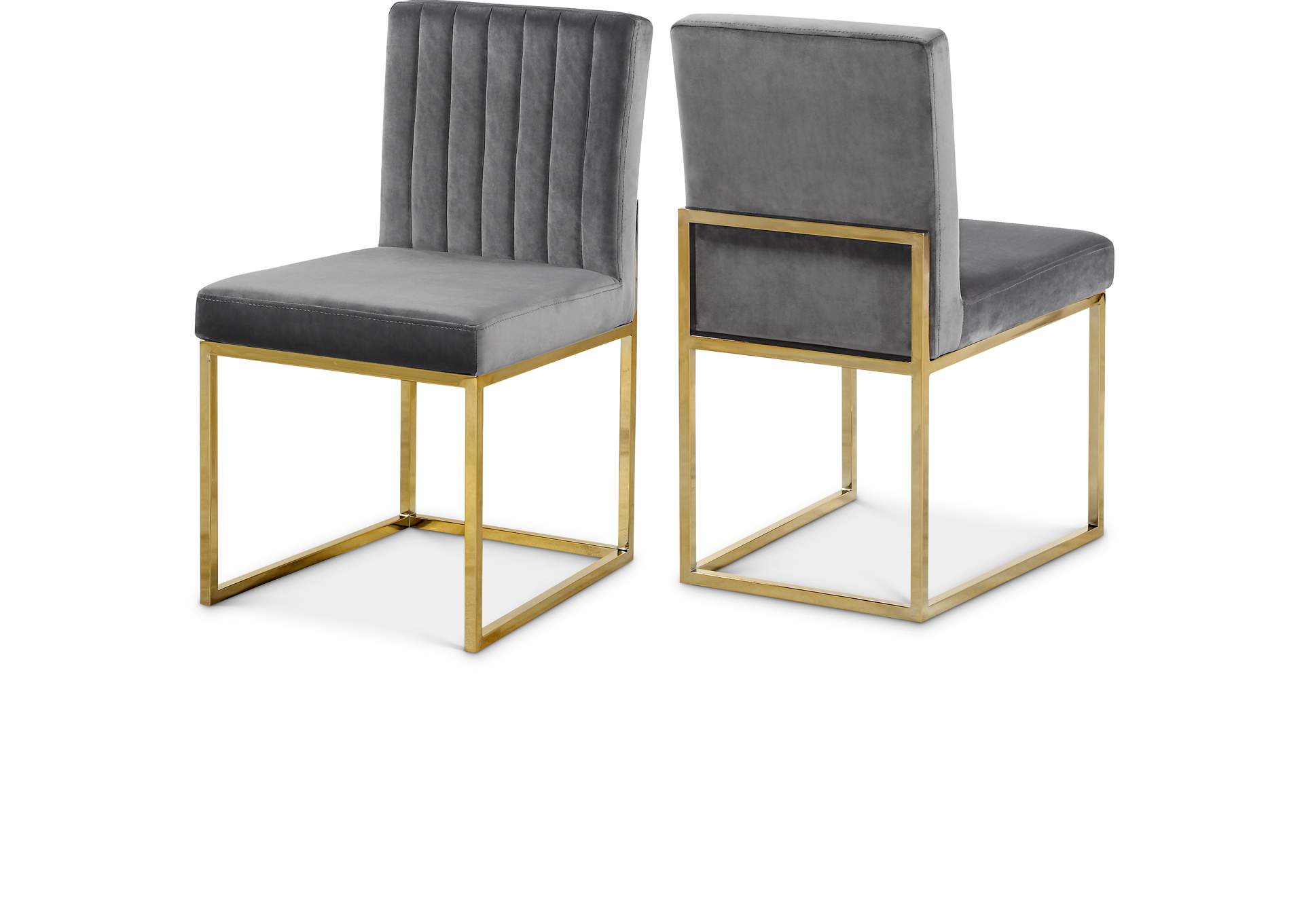 Giselle Grey Velvet Dining Chair Set of 2,Meridian Furniture