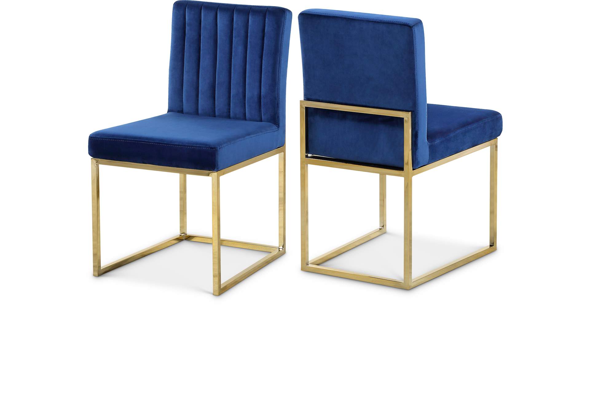 Giselle Navy Velvet Dining Chair Set of 2,Meridian Furniture