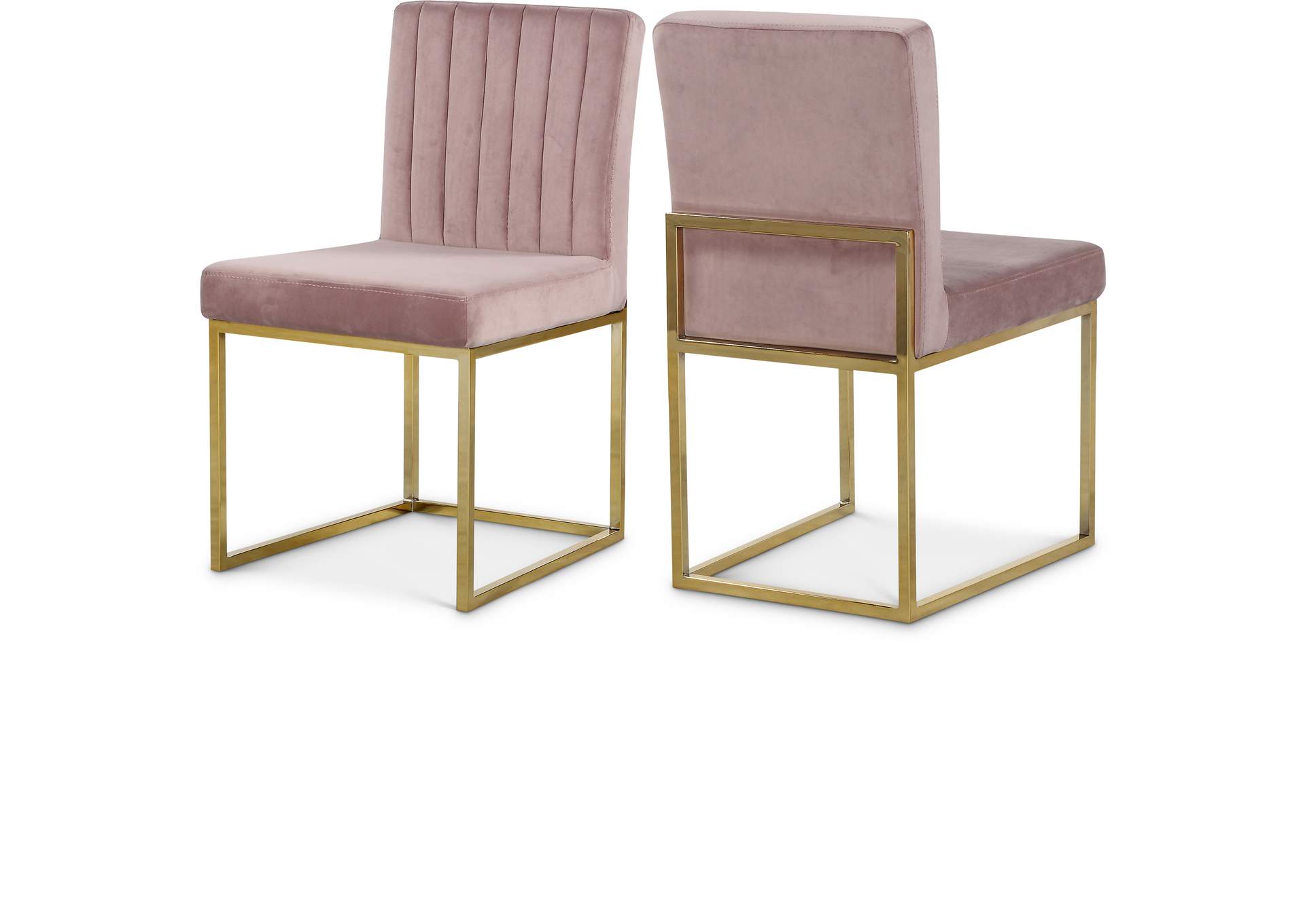 Giselle Pink Velvet Dining Chair Set of 2,Meridian Furniture