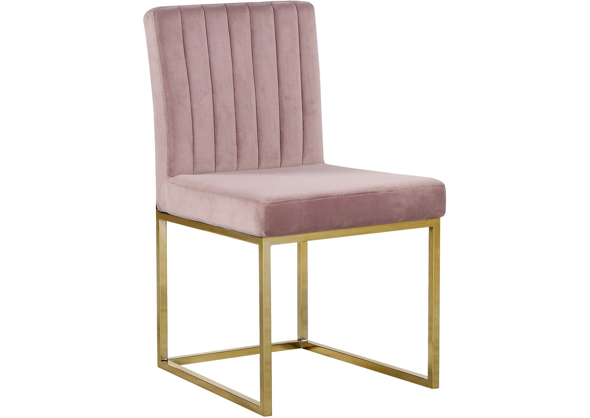 Giselle Pink Velvet Dining Chair Set of 2,Meridian Furniture