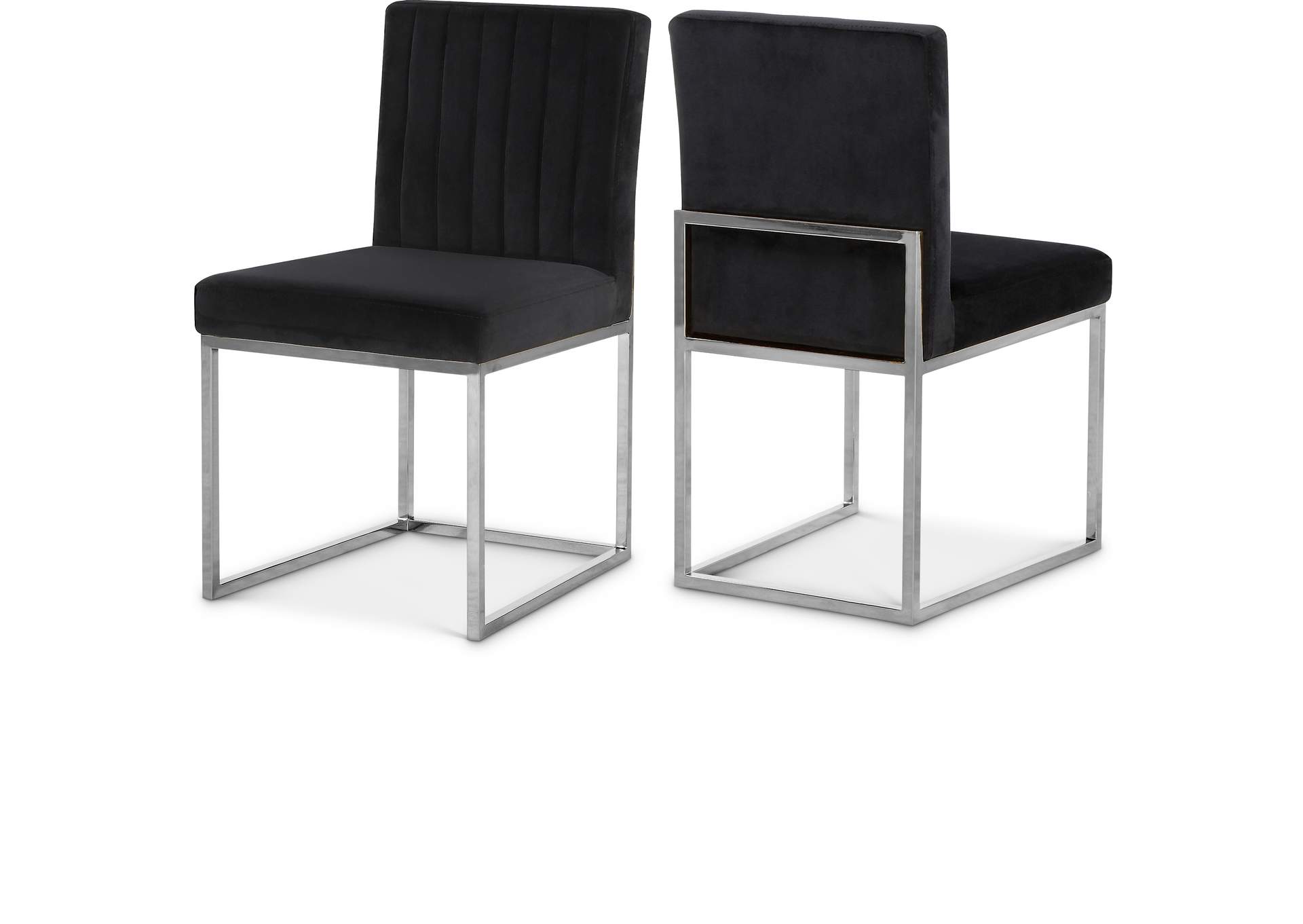 Giselle Black Velvet Dining Chair Set of 2,Meridian Furniture