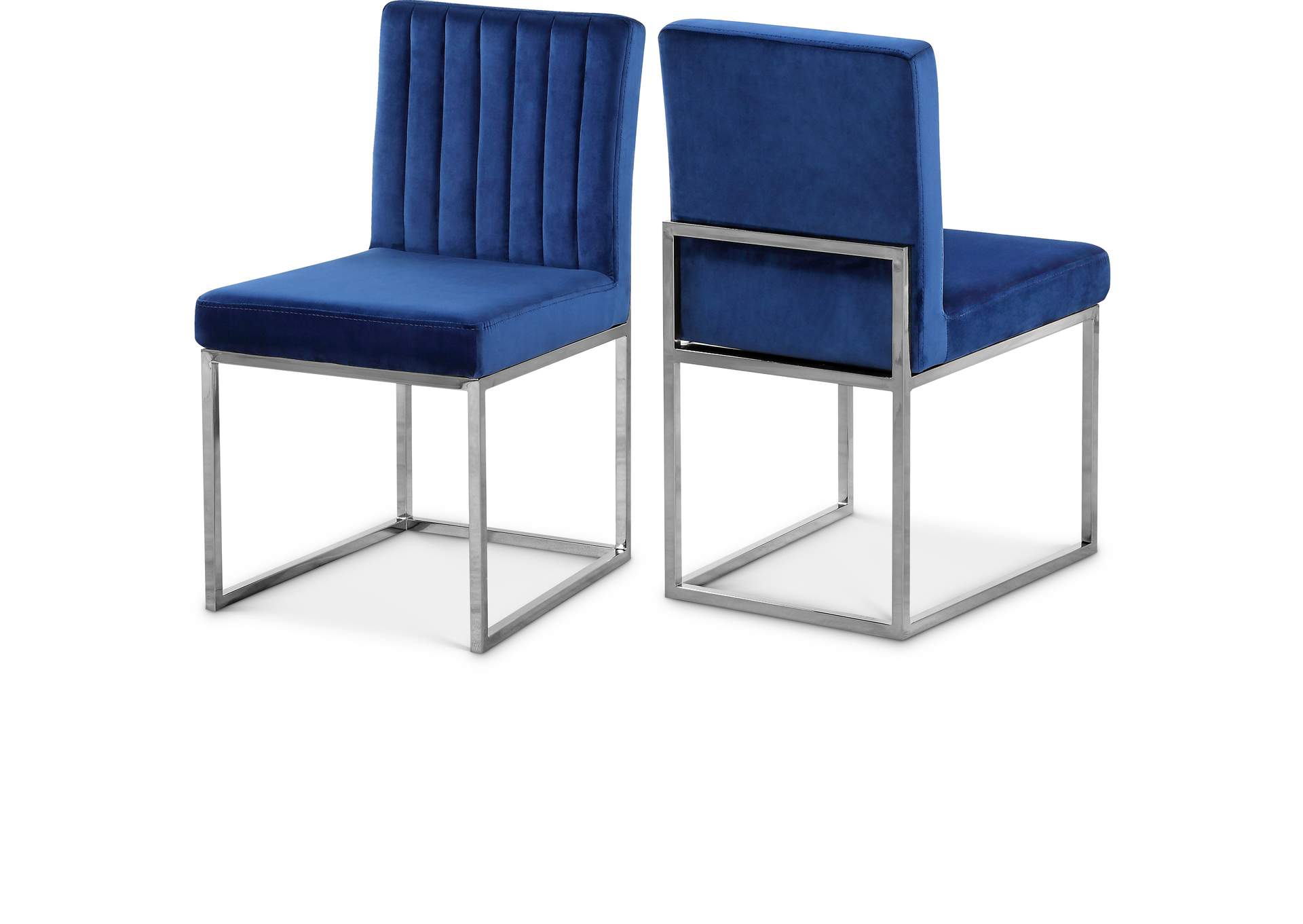 Giselle Navy Velvet Dining Chair Set of 2,Meridian Furniture