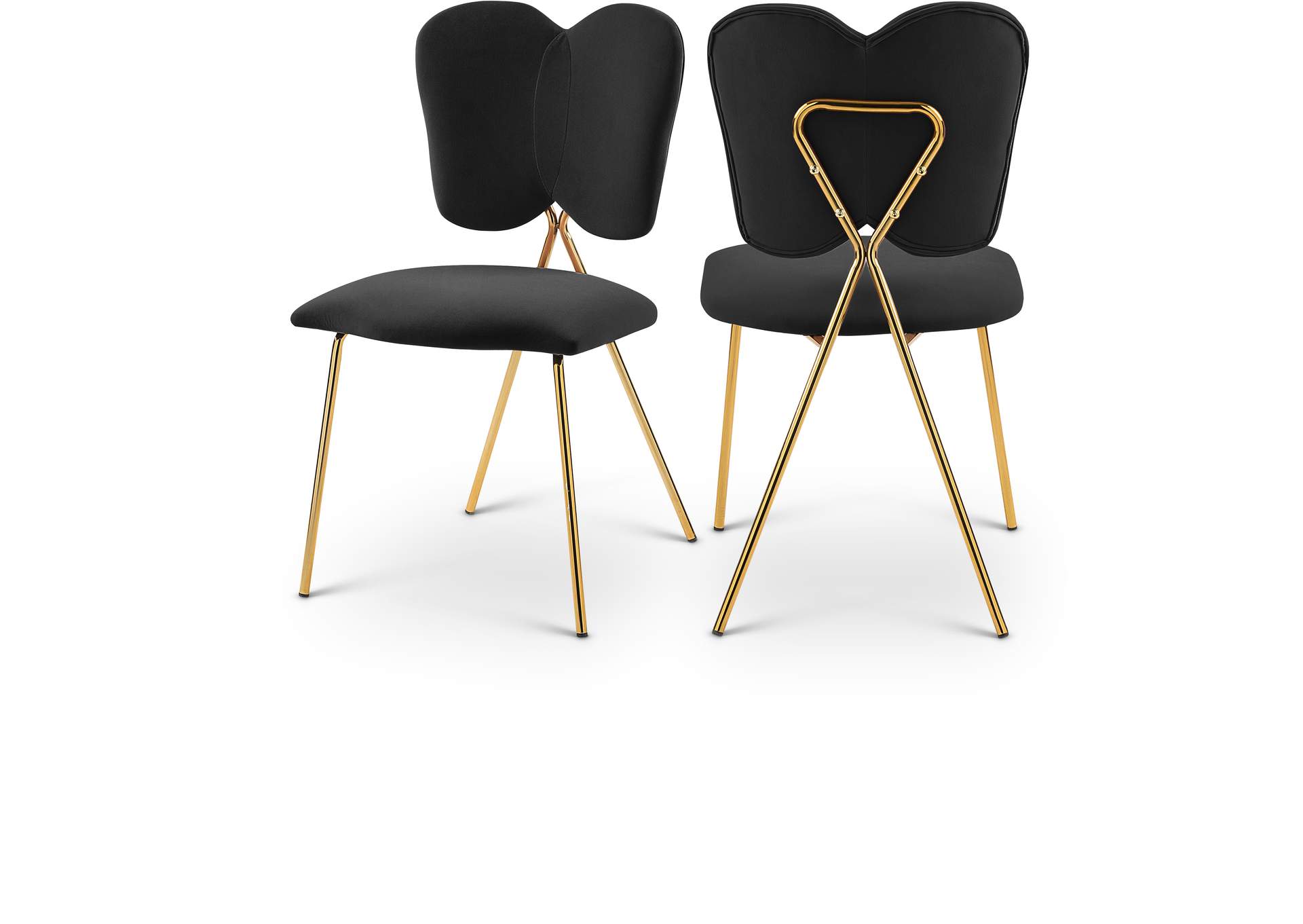 Angel Black Velvet Dining Chair Set of 2,Meridian Furniture