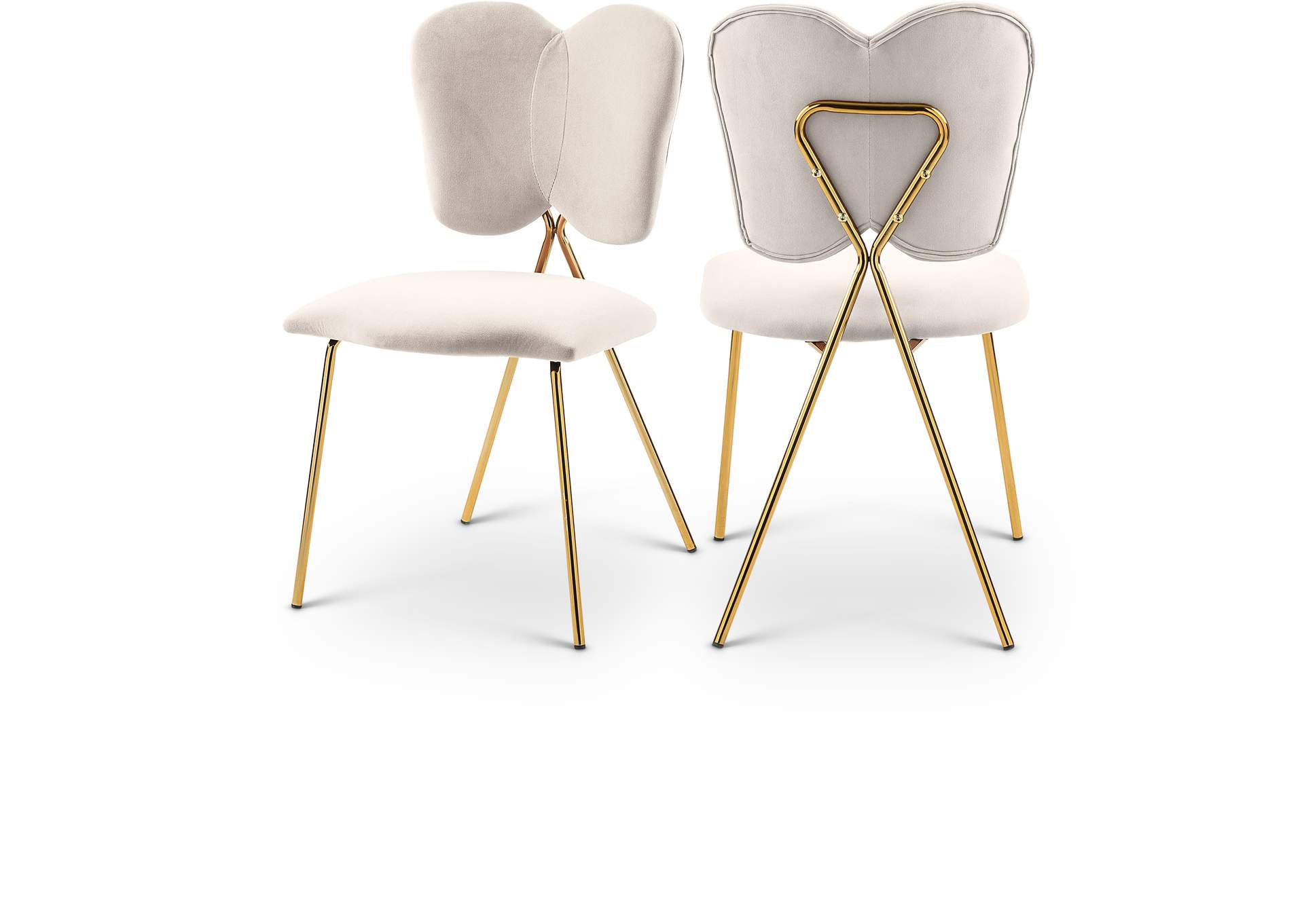 Angel Cream Velvet Dining Chair Set of 2,Meridian Furniture