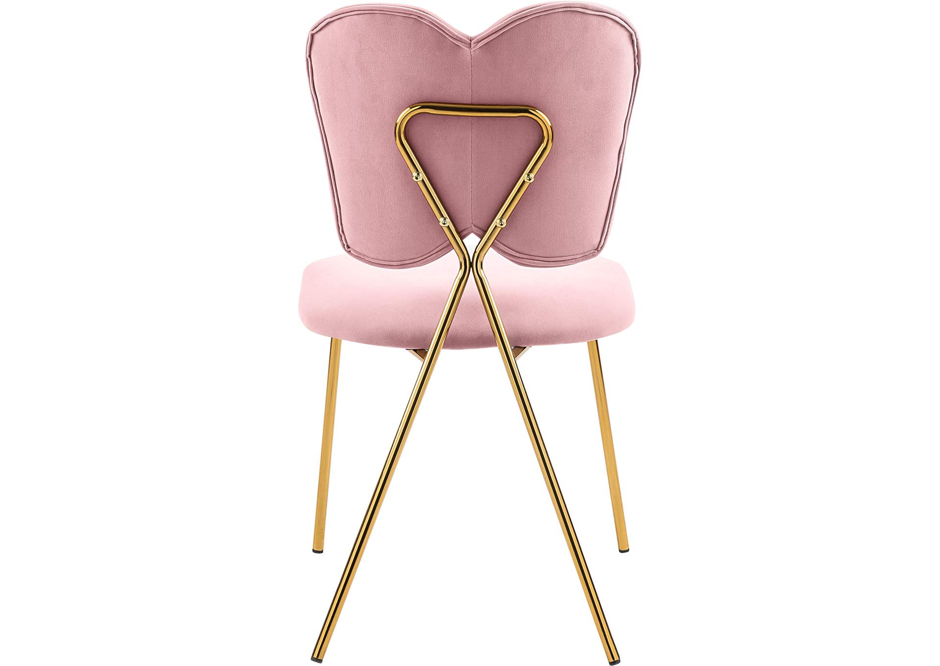 Angel Pink Velvet Dining Chair Set of 2,Meridian Furniture