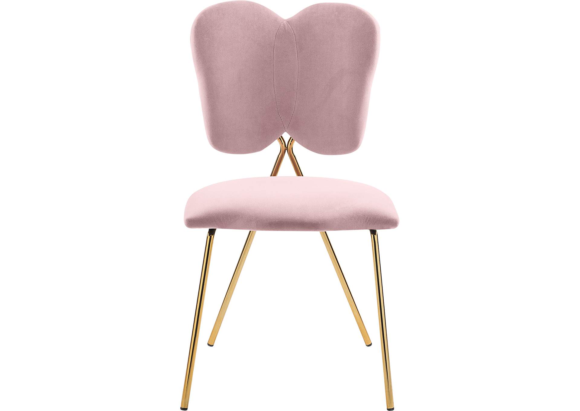 Angel Pink Velvet Dining Chair Set of 2,Meridian Furniture