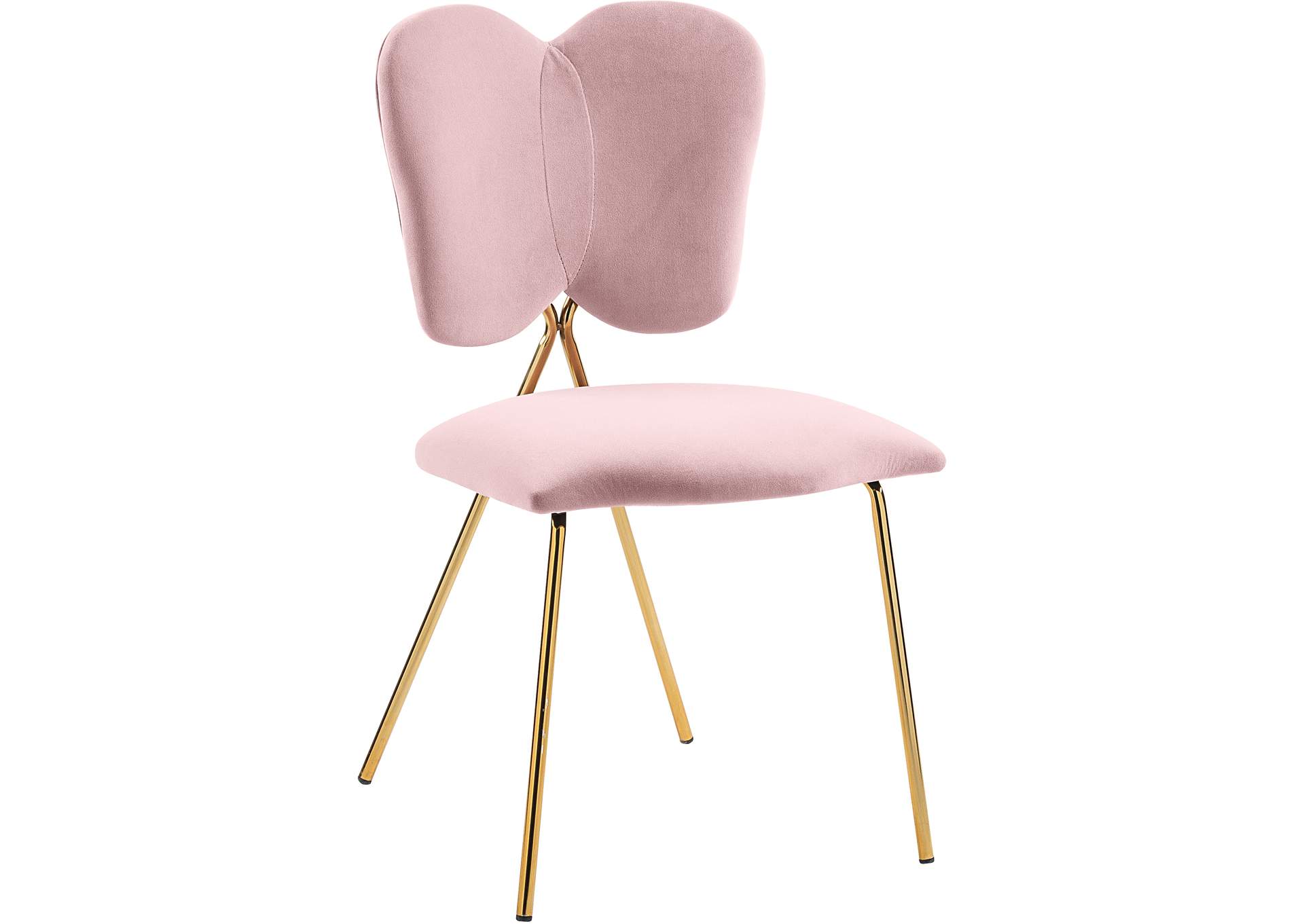 Angel Pink Velvet Dining Chair Set of 2,Meridian Furniture