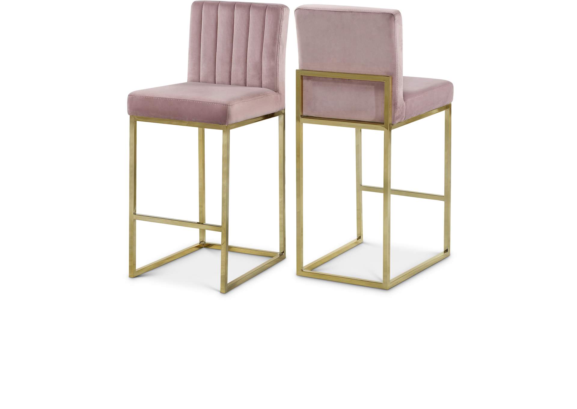 Giselle Pink Velvet Stool,Meridian Furniture