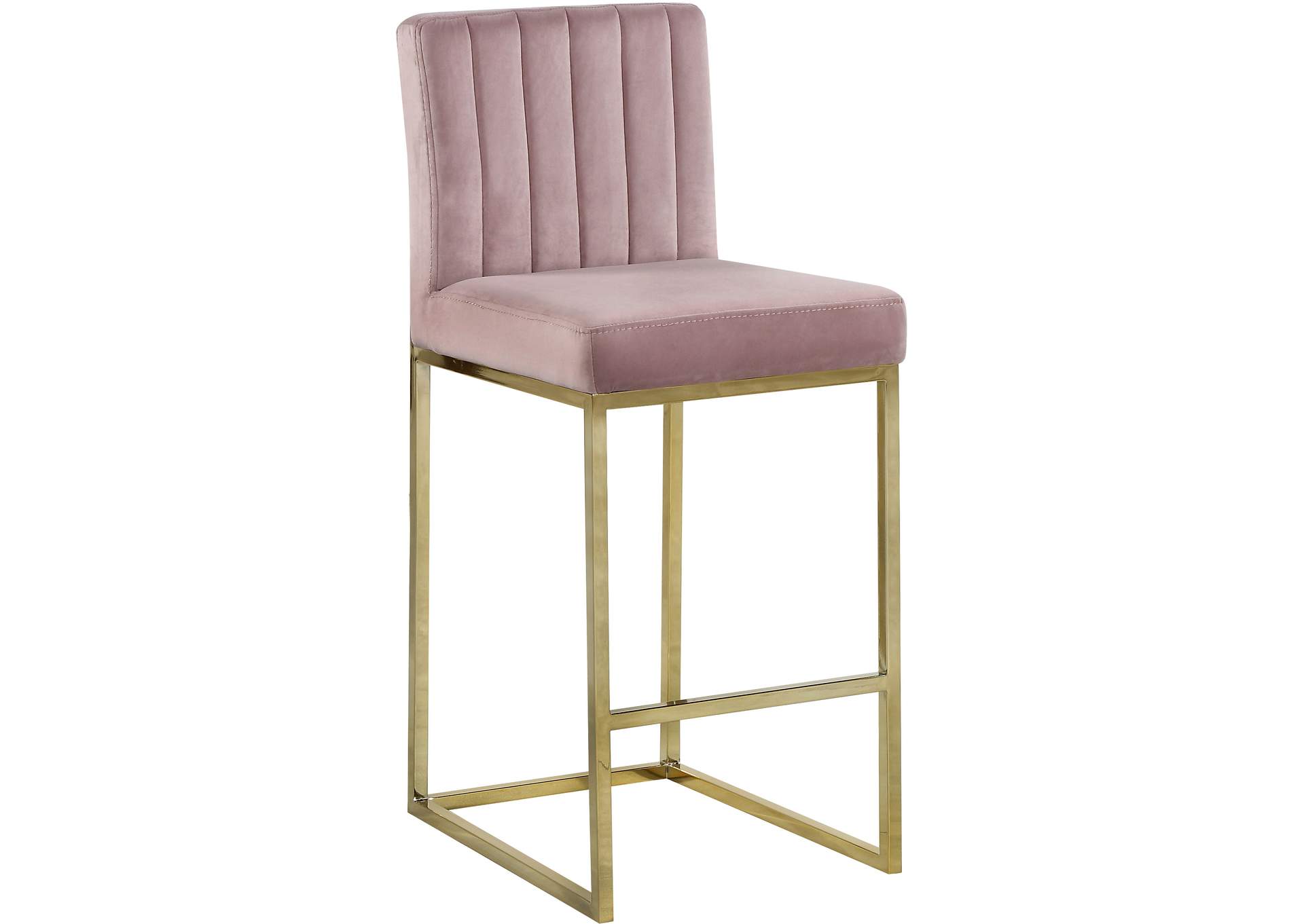 Giselle Pink Velvet Stool,Meridian Furniture