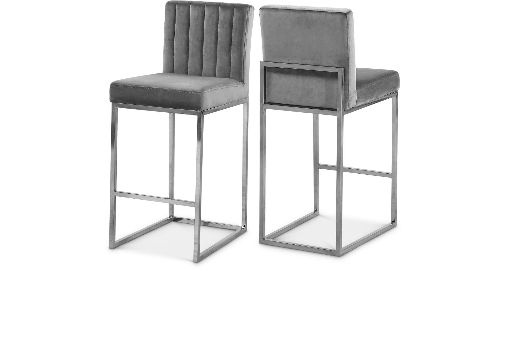 Giselle Grey Velvet Stool,Meridian Furniture