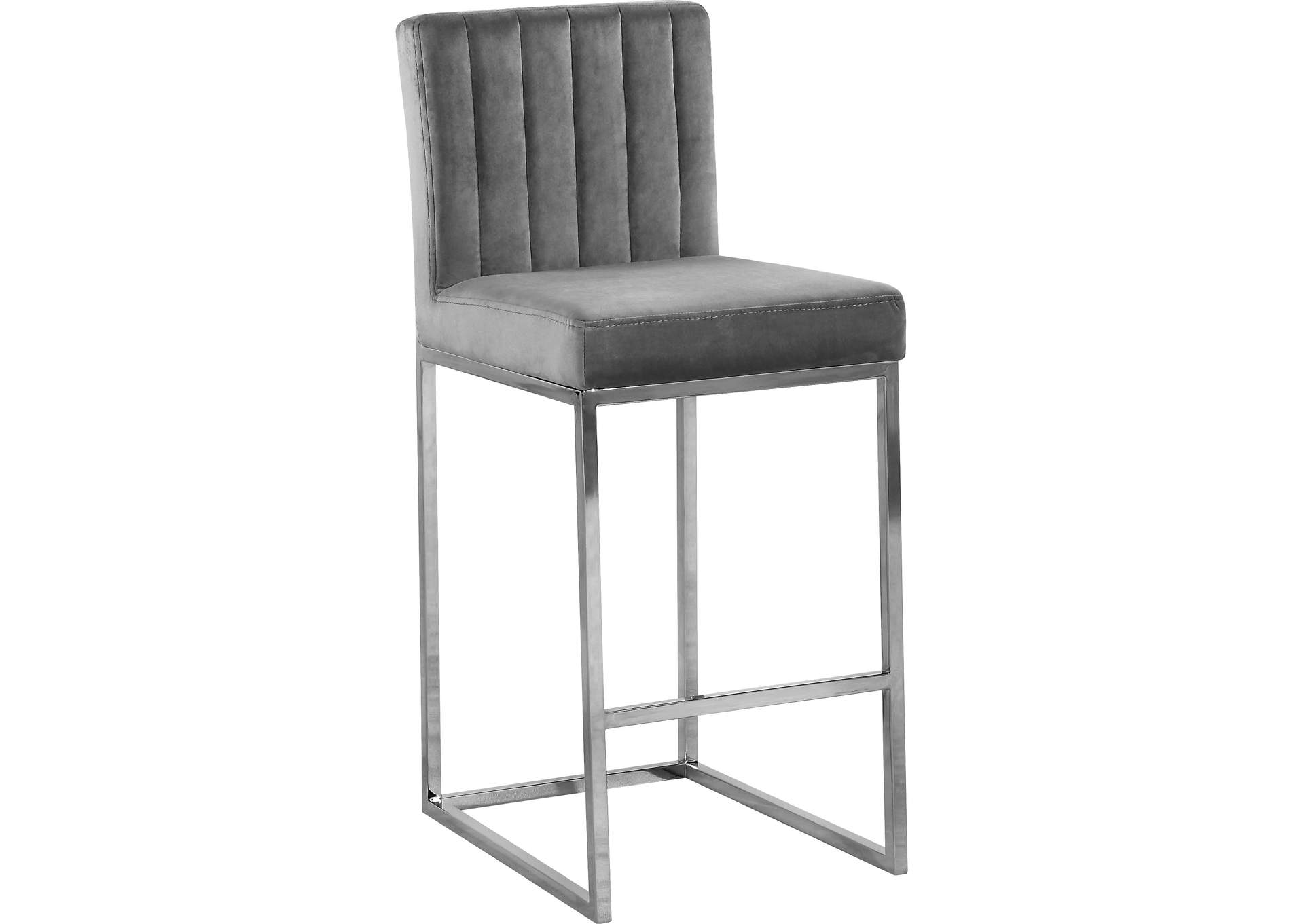 Giselle Grey Velvet Stool,Meridian Furniture