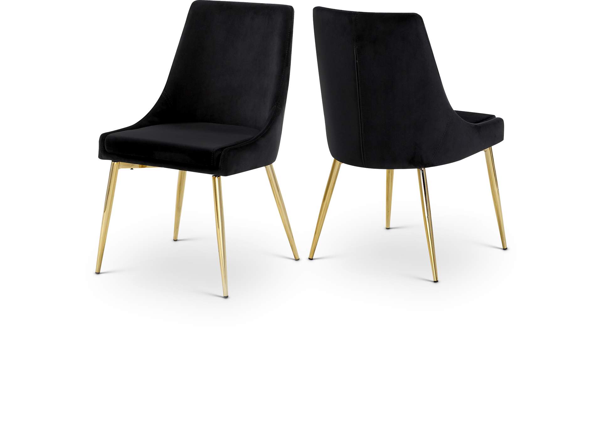 Karina Black Velvet Dining Chair Set of 2,Meridian Furniture