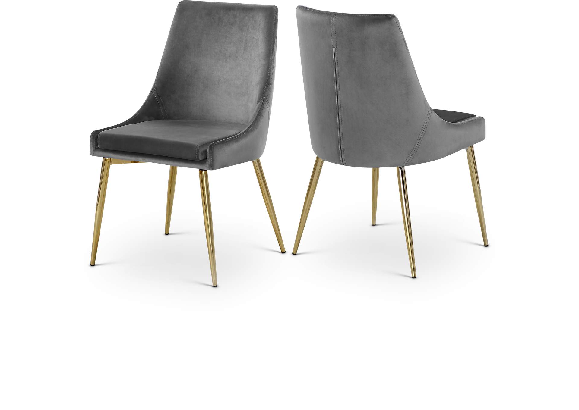 Karina Grey Velvet Dining Chair Set of 2,Meridian Furniture