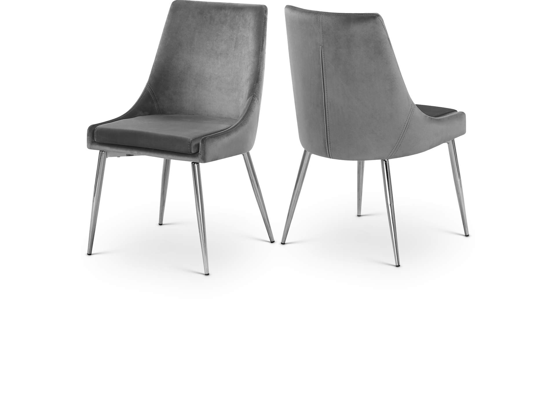 Karina Grey Velvet Dining Chair Set of 2,Meridian Furniture