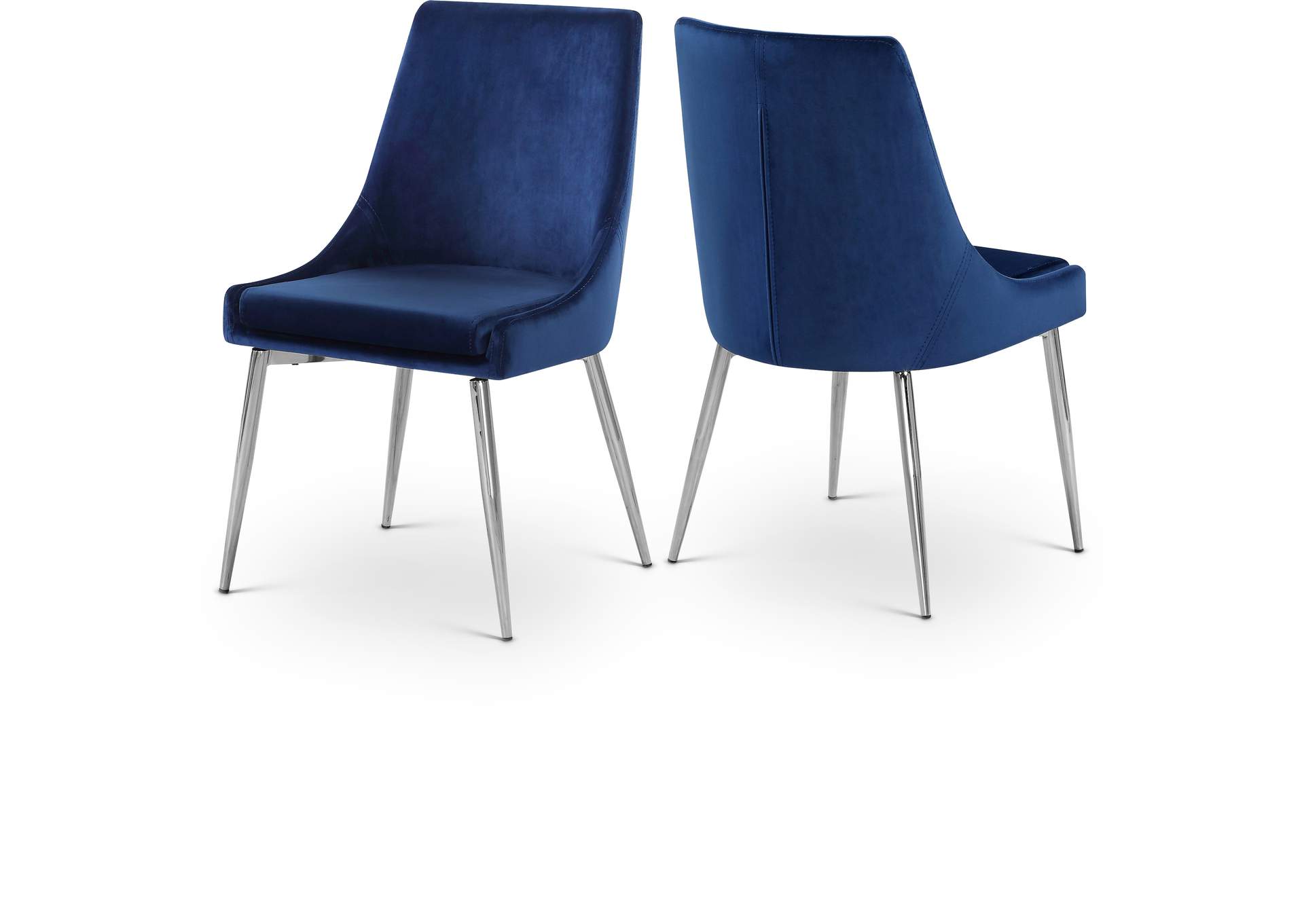 Karina Navy Velvet Dining Chair Set of 2,Meridian Furniture