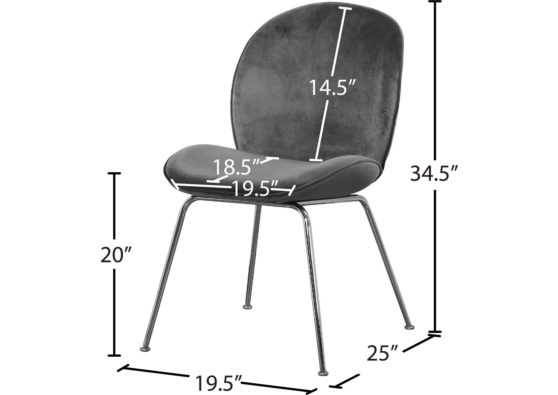 Paris Grey Velvet Dining Chair,Meridian Furniture