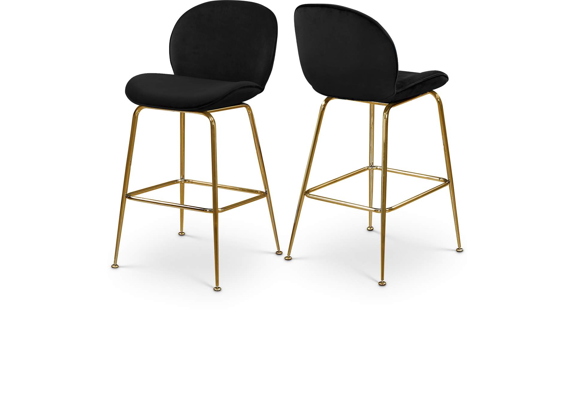 Paris Black Velvet Stool Set of 2,Meridian Furniture