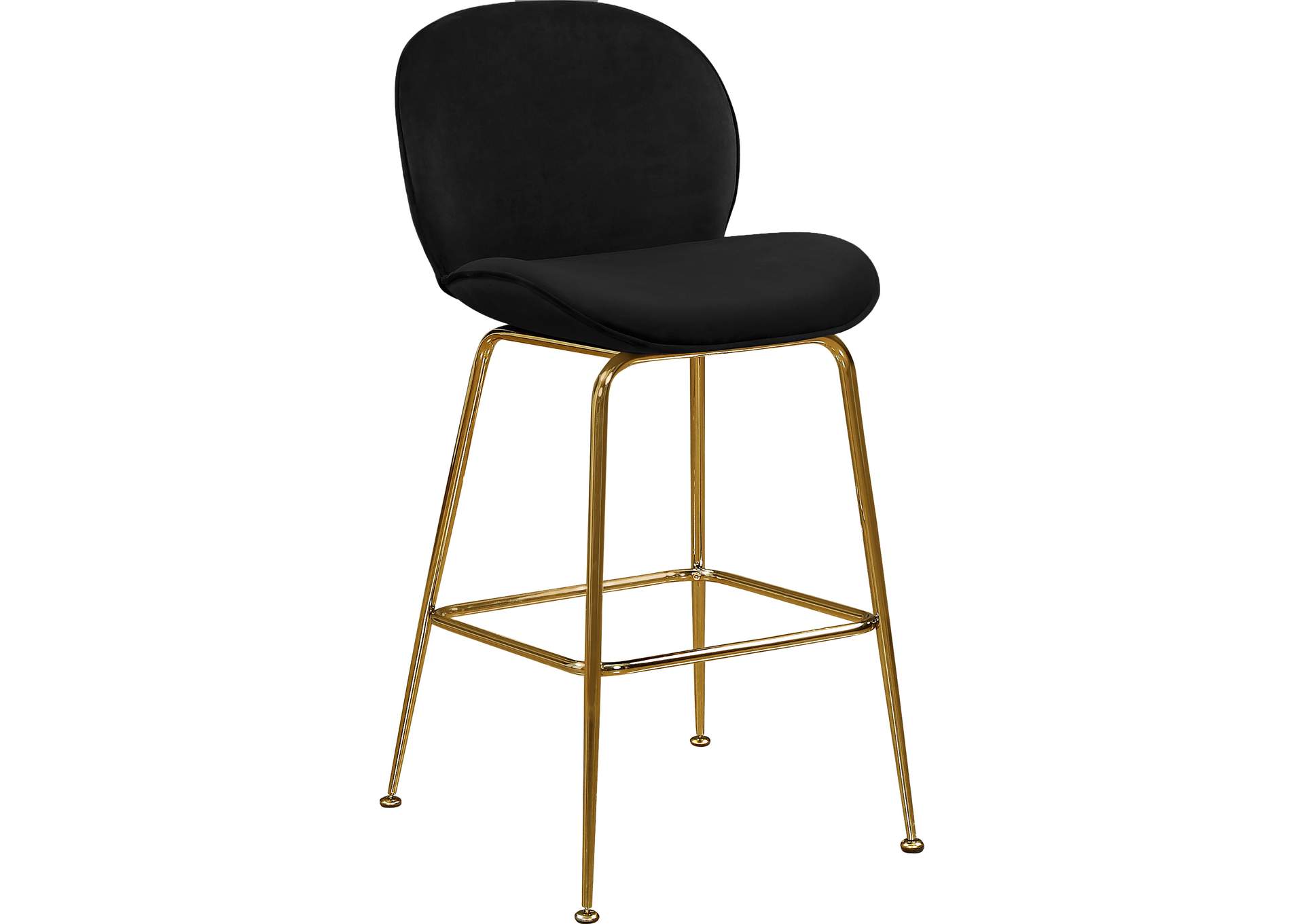 Paris Black Velvet Stool Set of 2,Meridian Furniture