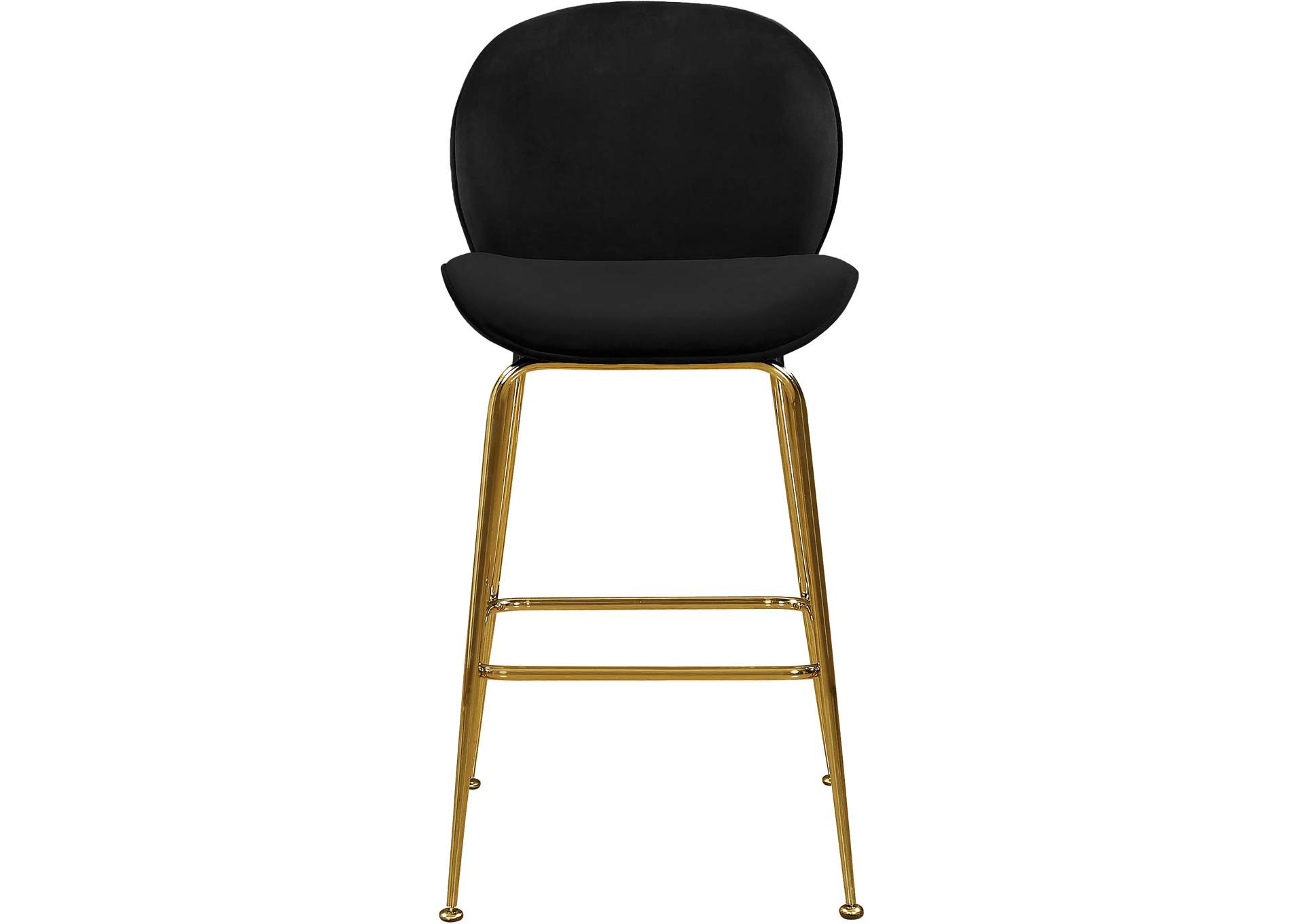 Paris Black Velvet Stool Set of 2,Meridian Furniture