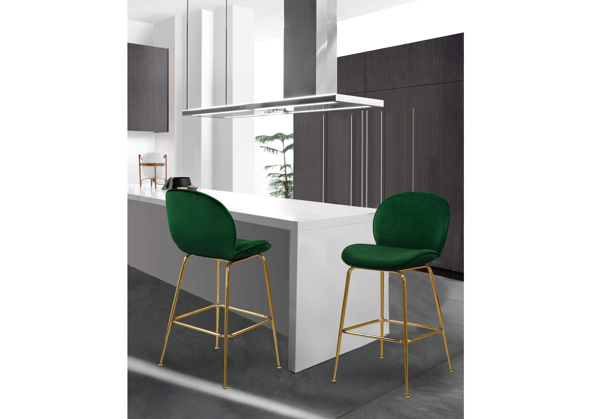 Paris Green Velvet Stool Set of 2,Meridian Furniture