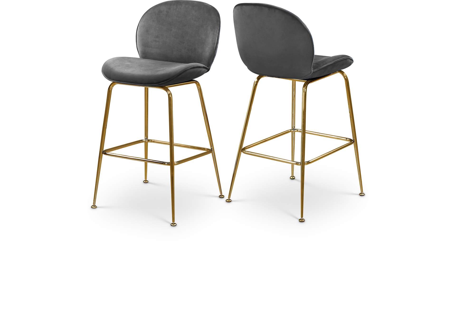 Paris Grey Velvet Stool Set of 2,Meridian Furniture