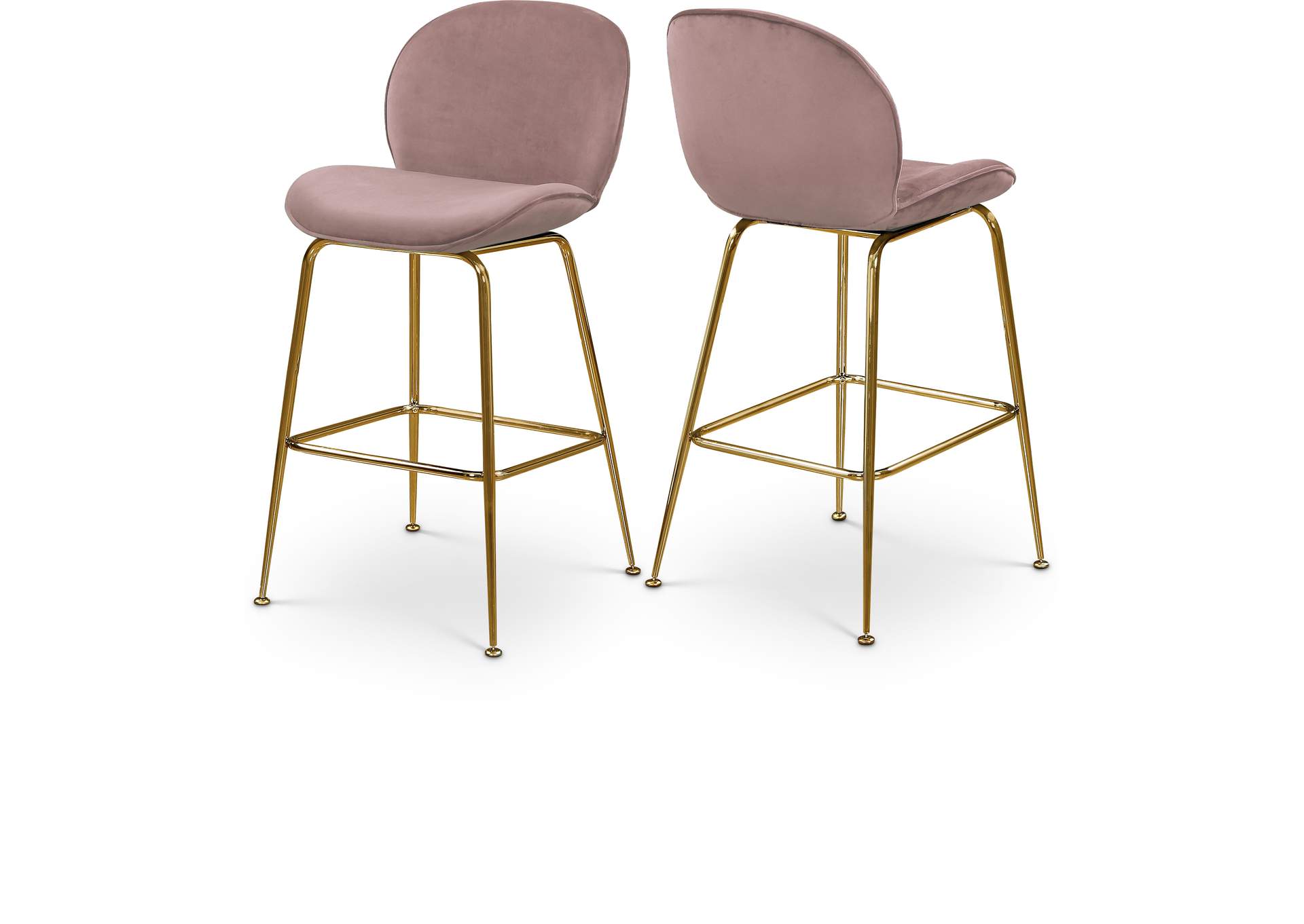 Paris Pink Velvet Stool Set of 2,Meridian Furniture