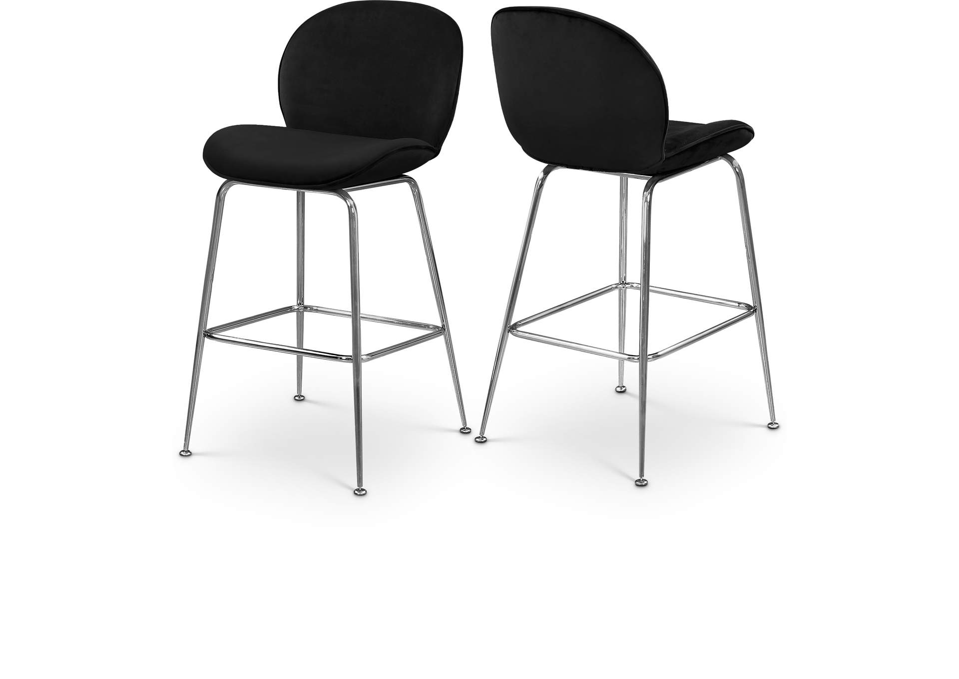 Paris Black Velvet Stool Set of 2,Meridian Furniture