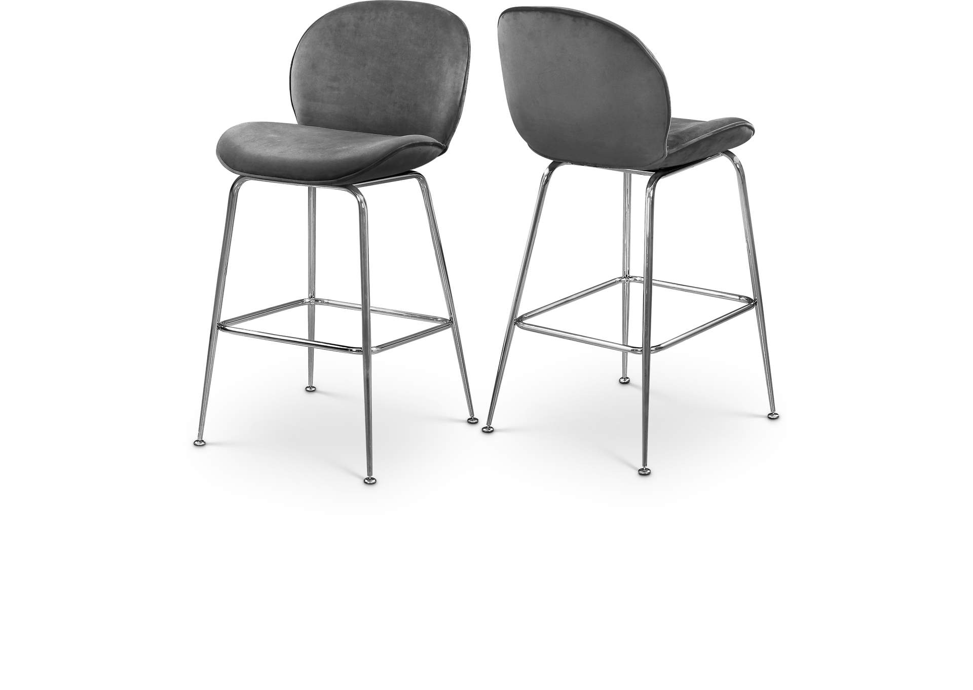 Paris Grey Velvet Stool Set of 2,Meridian Furniture