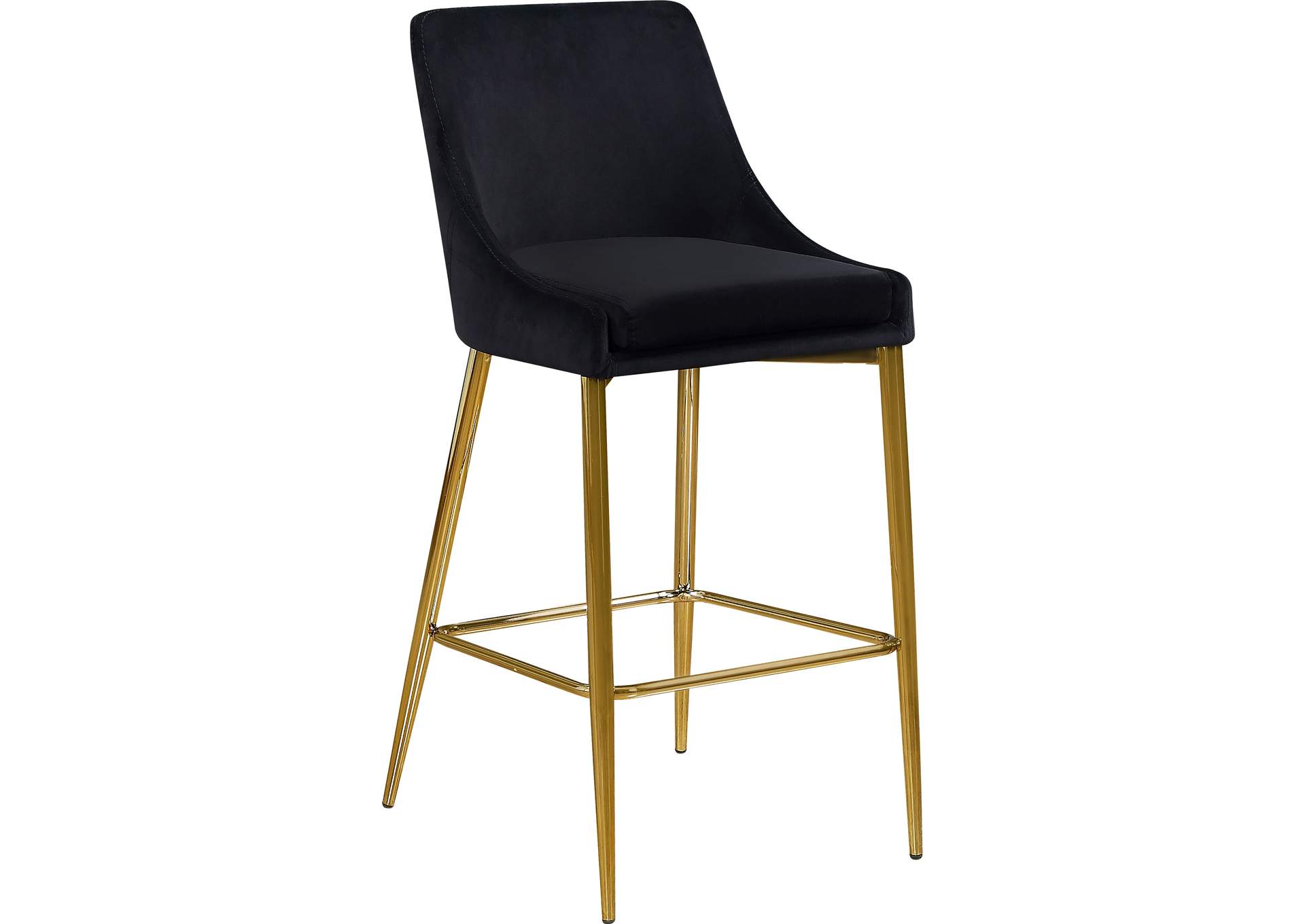 Karina Black Velvet Stool Set of 2,Meridian Furniture