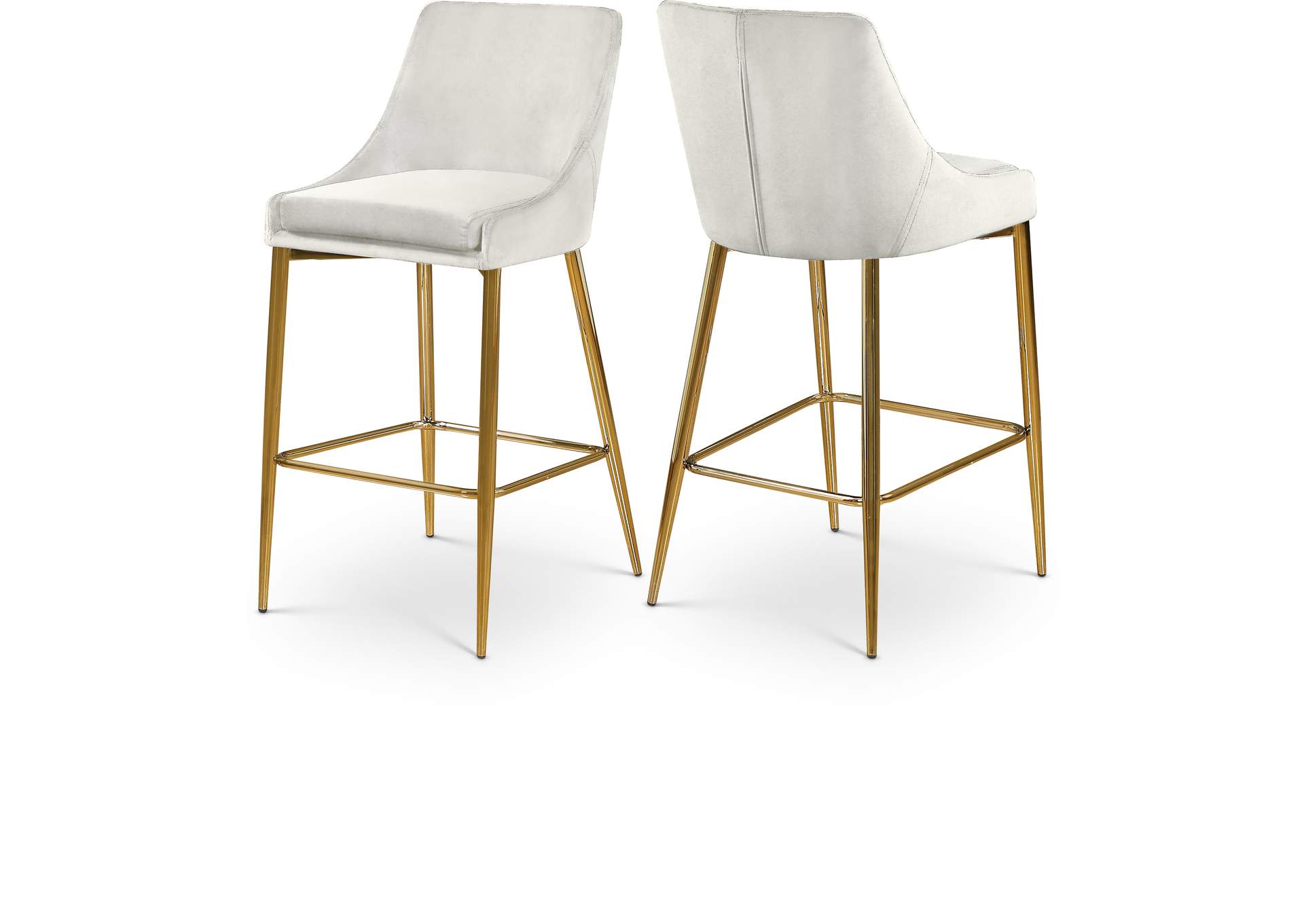 Karina Cream Velvet Stool Set of 2,Meridian Furniture