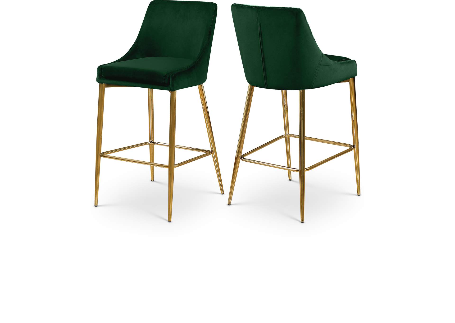 Karina Green Velvet Stool Set of 2,Meridian Furniture