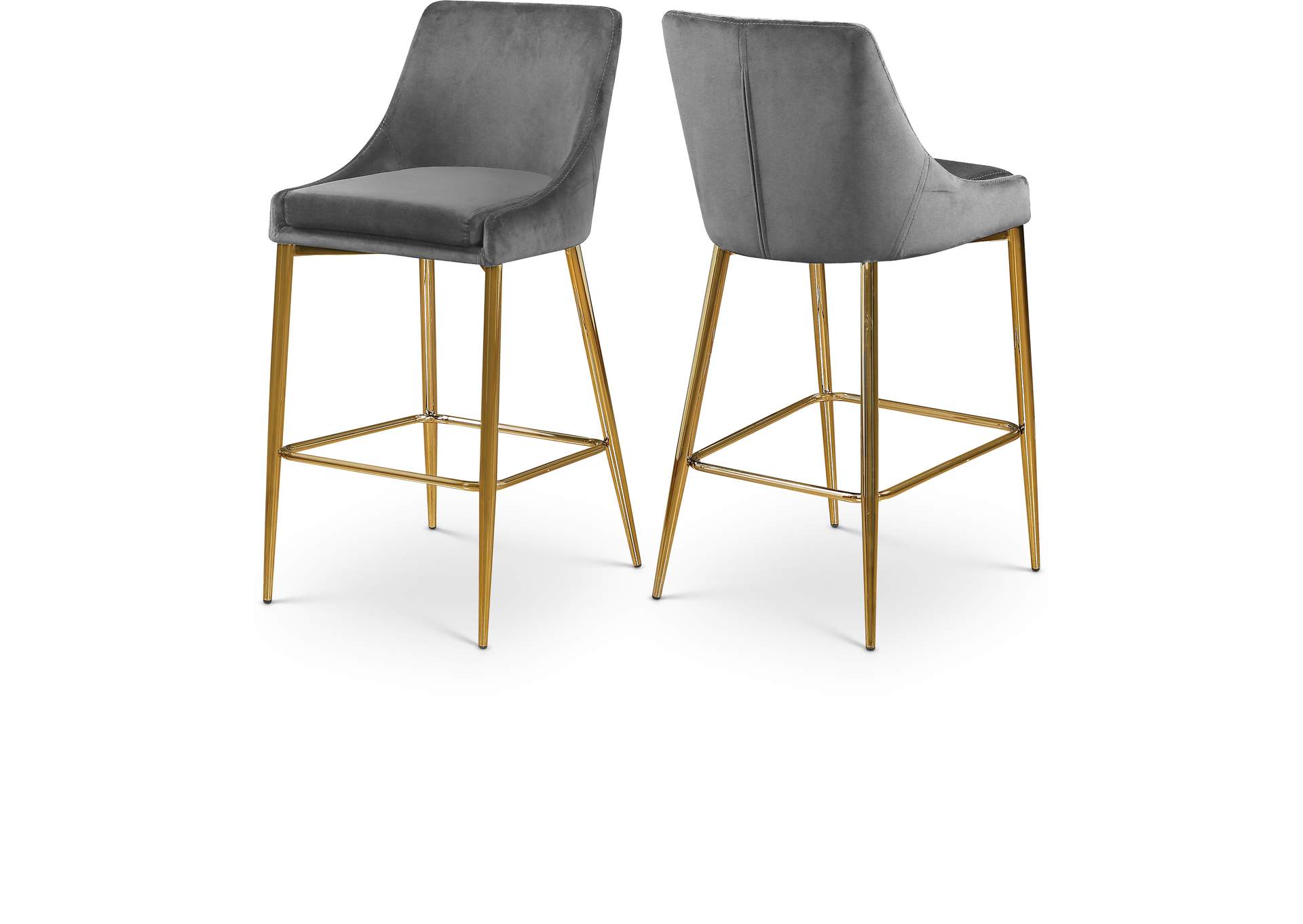 Karina Grey Velvet Stool Set of 2,Meridian Furniture