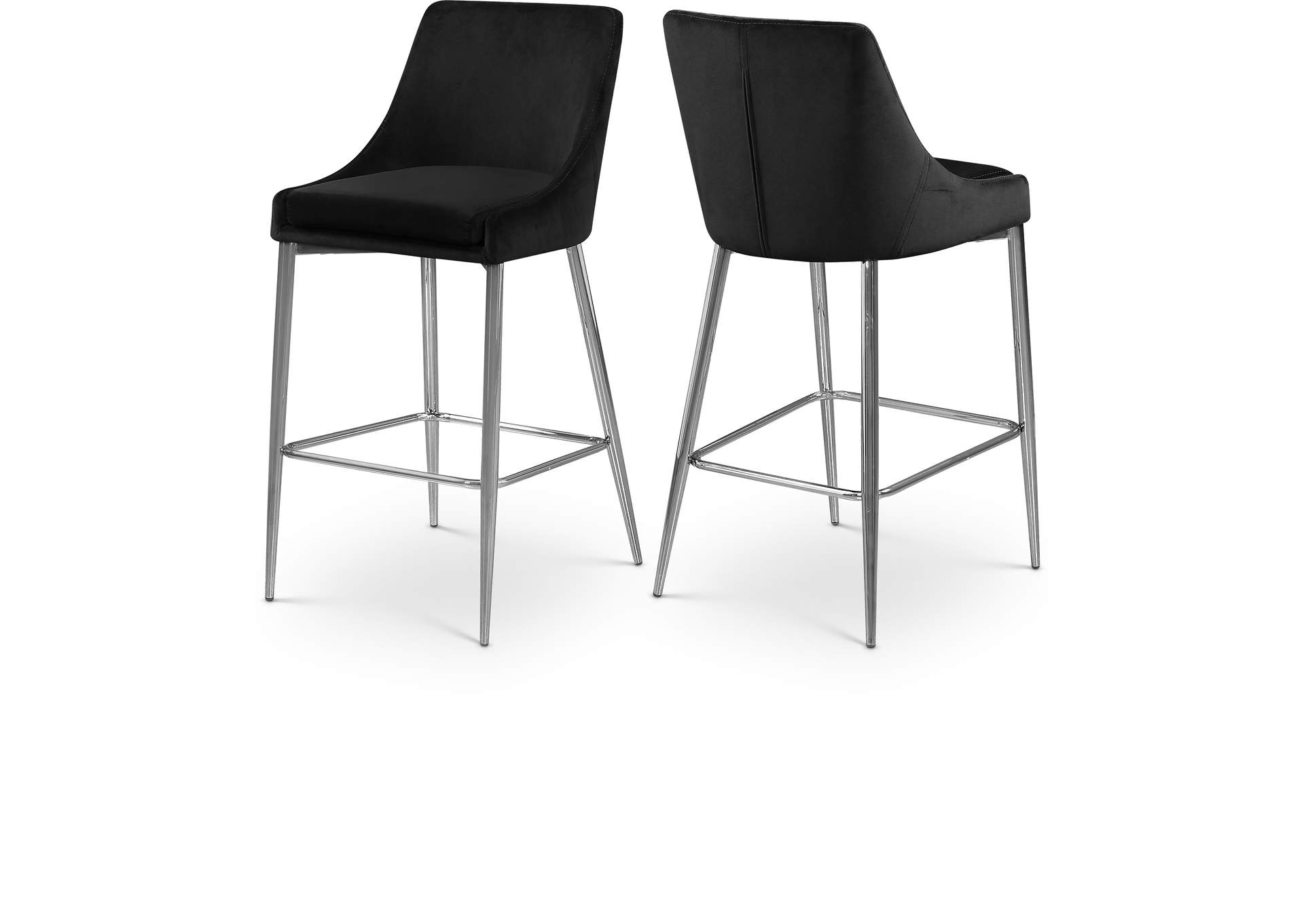 Karina Black Velvet Stool Set of 2,Meridian Furniture