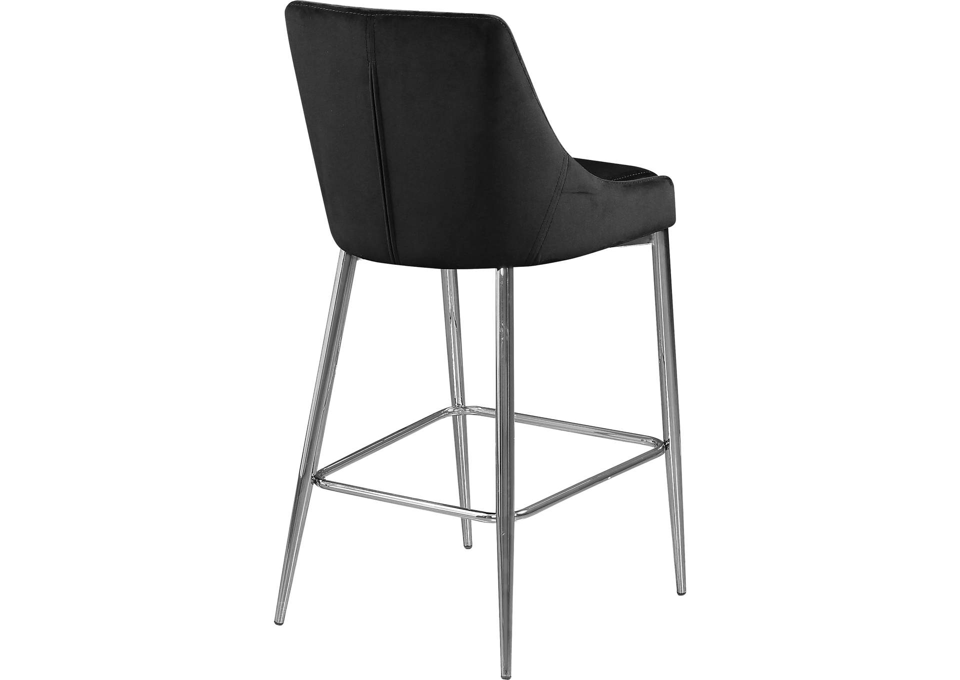 Karina Black Velvet Stool Set of 2,Meridian Furniture