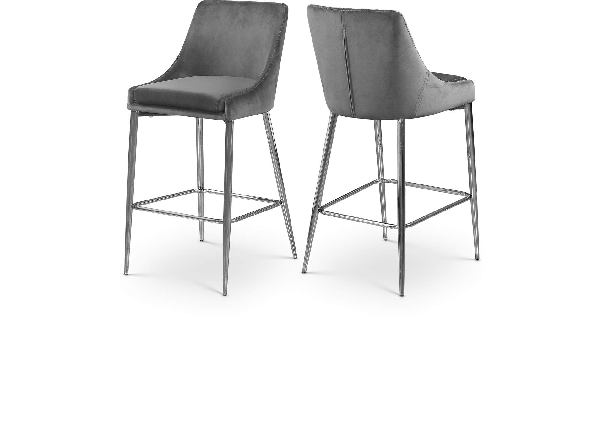 Karina Grey Velvet Stool Set of 2,Meridian Furniture