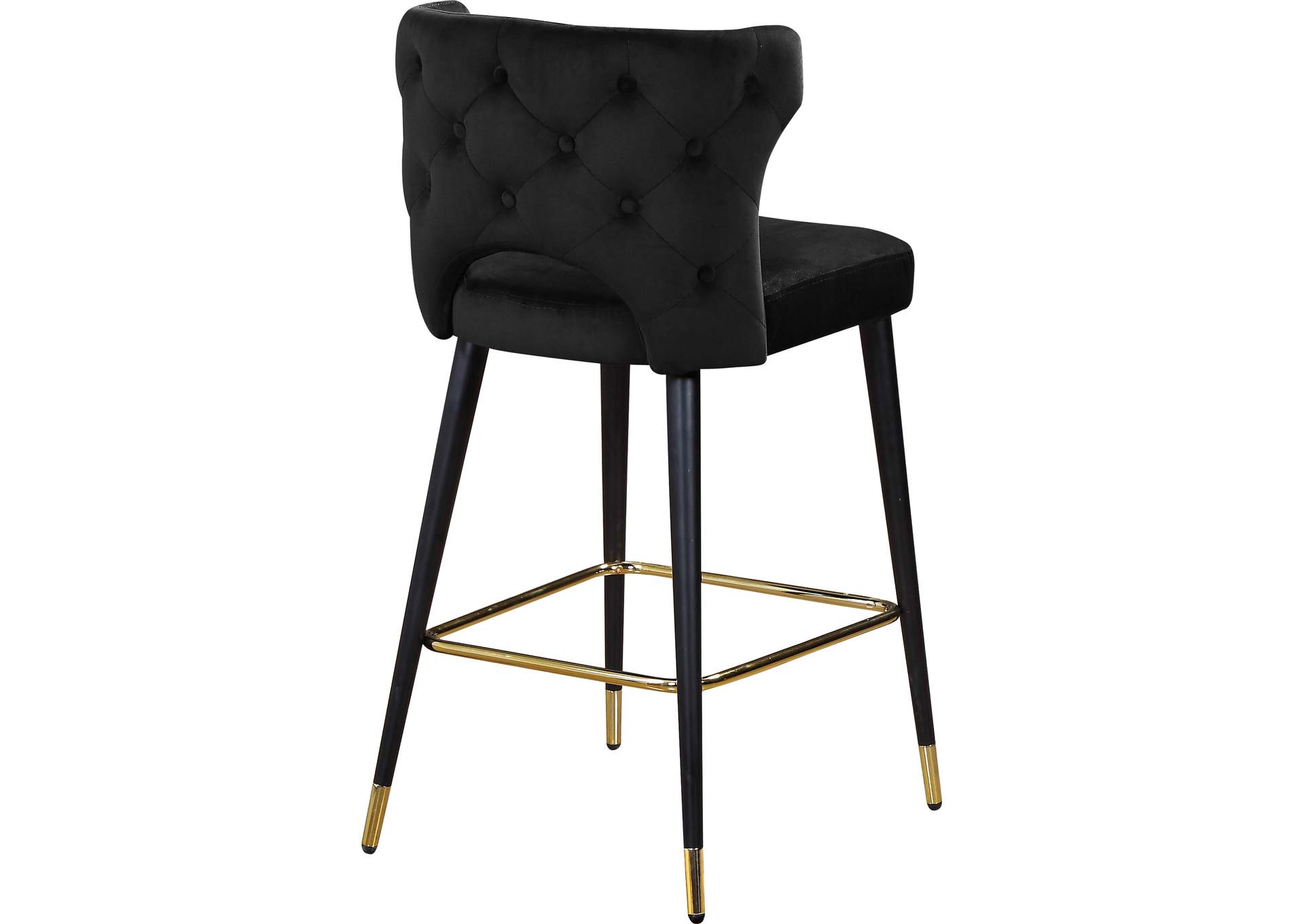 Kelly Black Velvet Stool Set of 2,Meridian Furniture