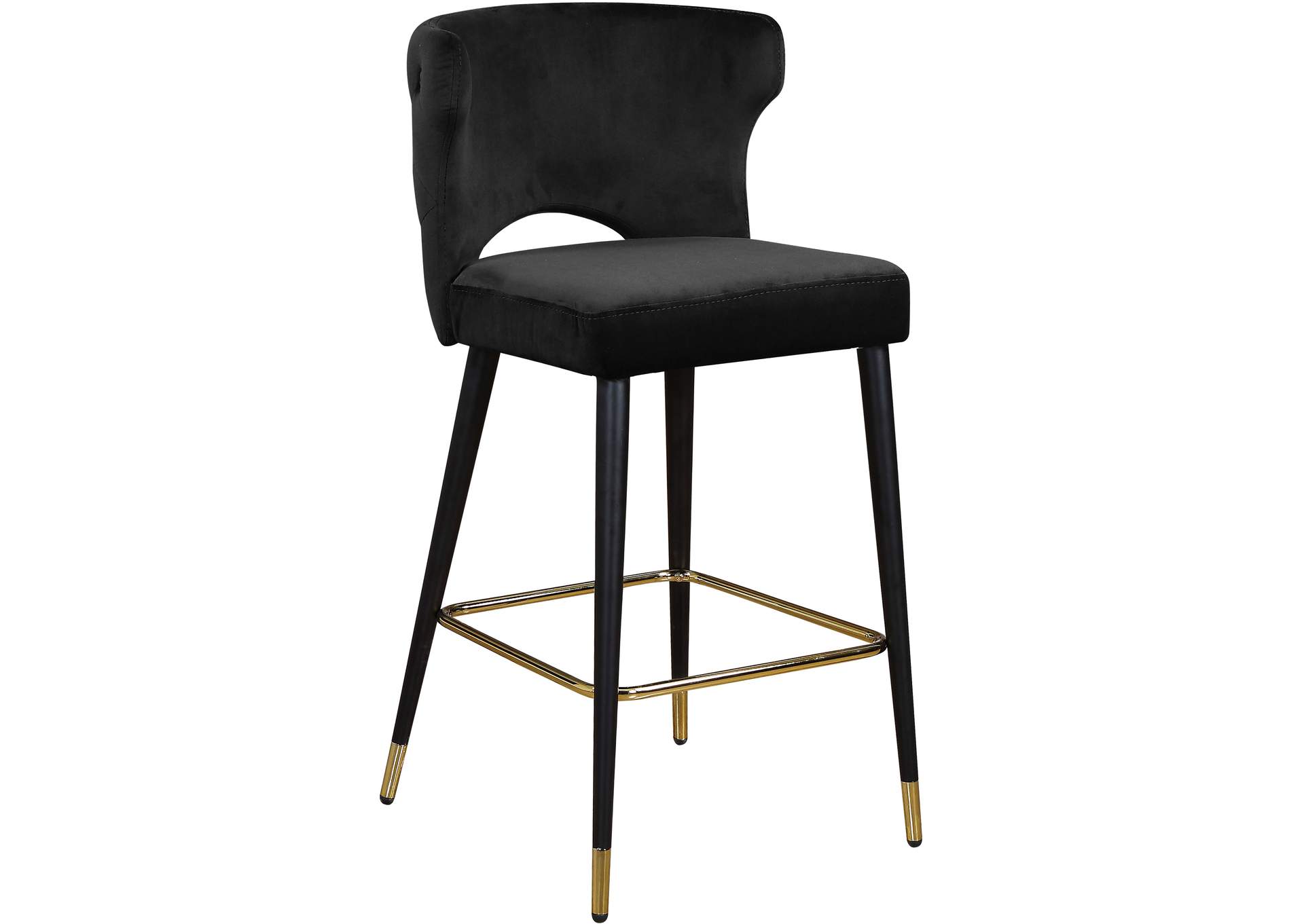 Kelly Black Velvet Stool Set of 2,Meridian Furniture