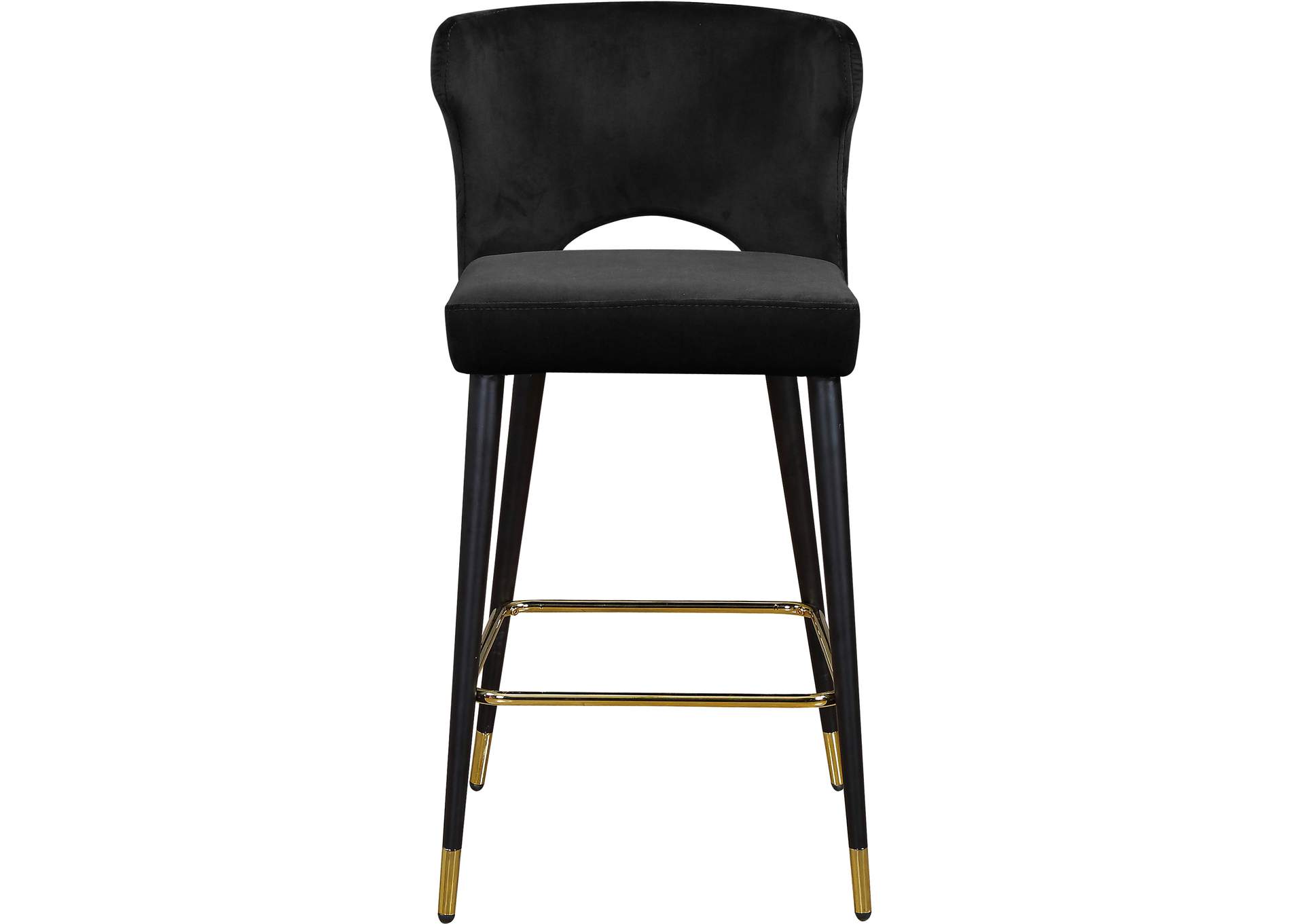 Kelly Black Velvet Stool Set of 2,Meridian Furniture