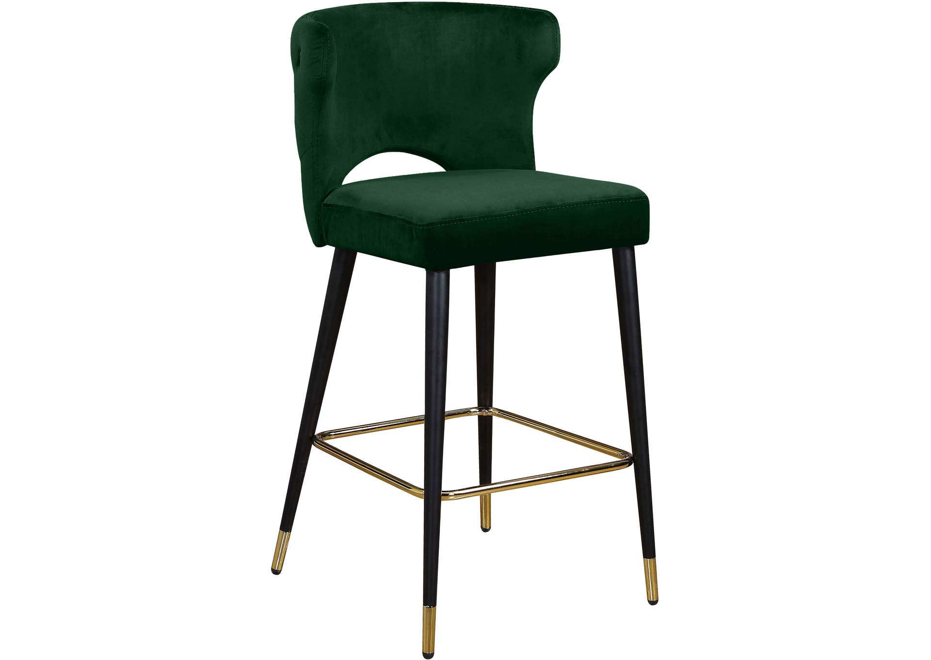 Kelly Green Velvet Stool Set of 2,Meridian Furniture