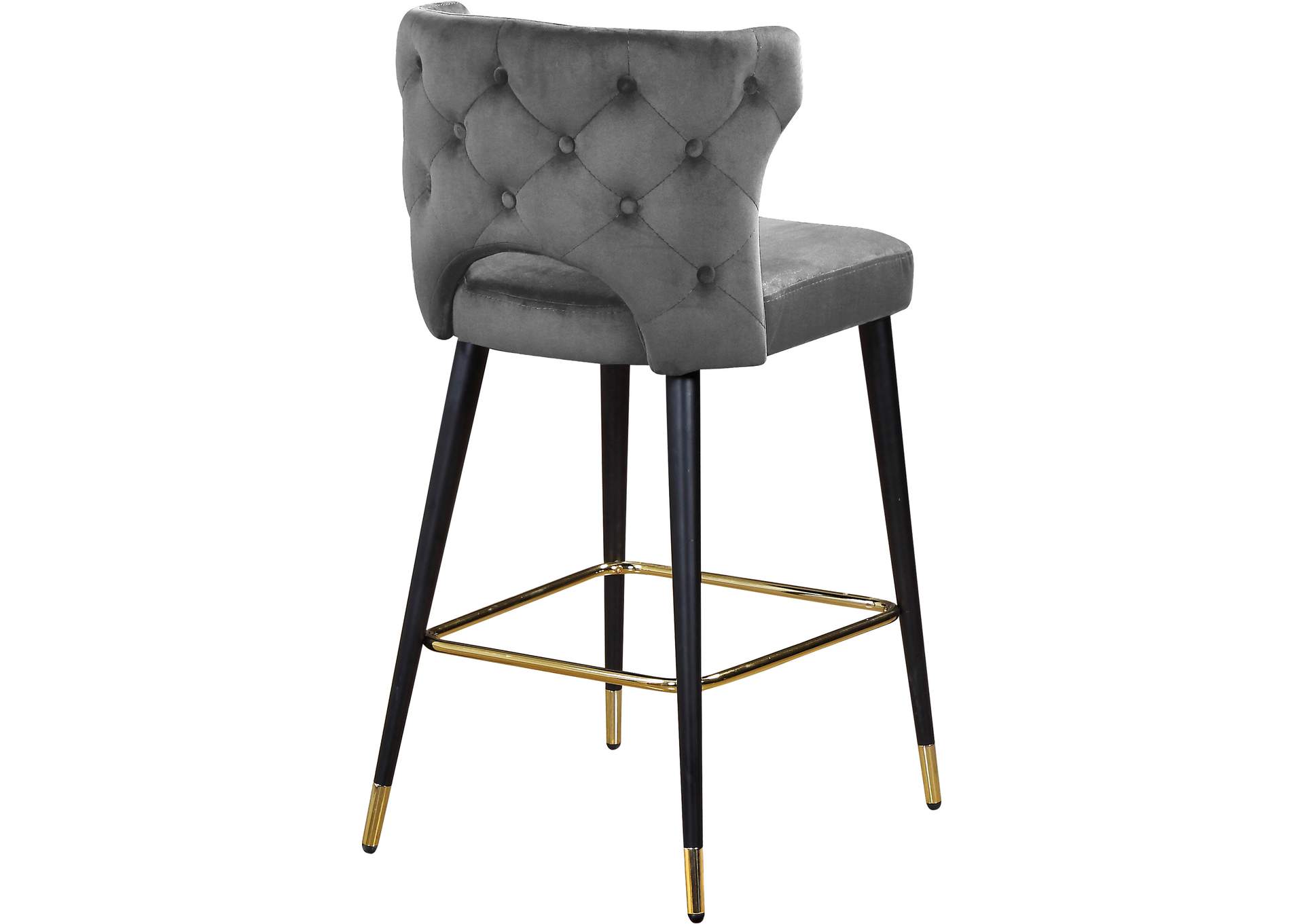 Kelly Grey Velvet Stool Set of 2,Meridian Furniture