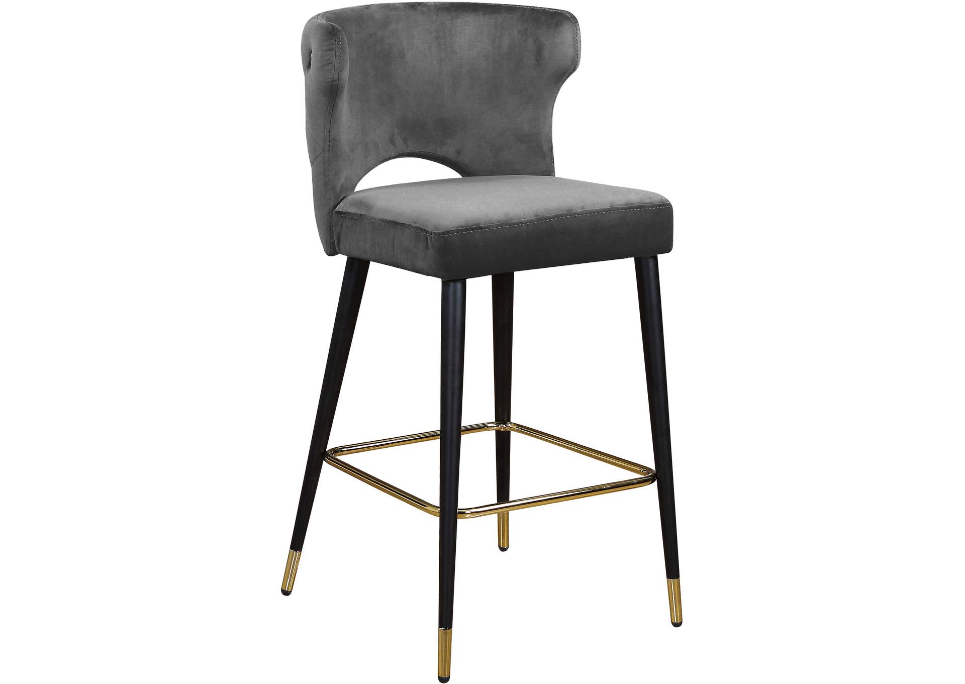 Kelly Grey Velvet Stool Set of 2,Meridian Furniture