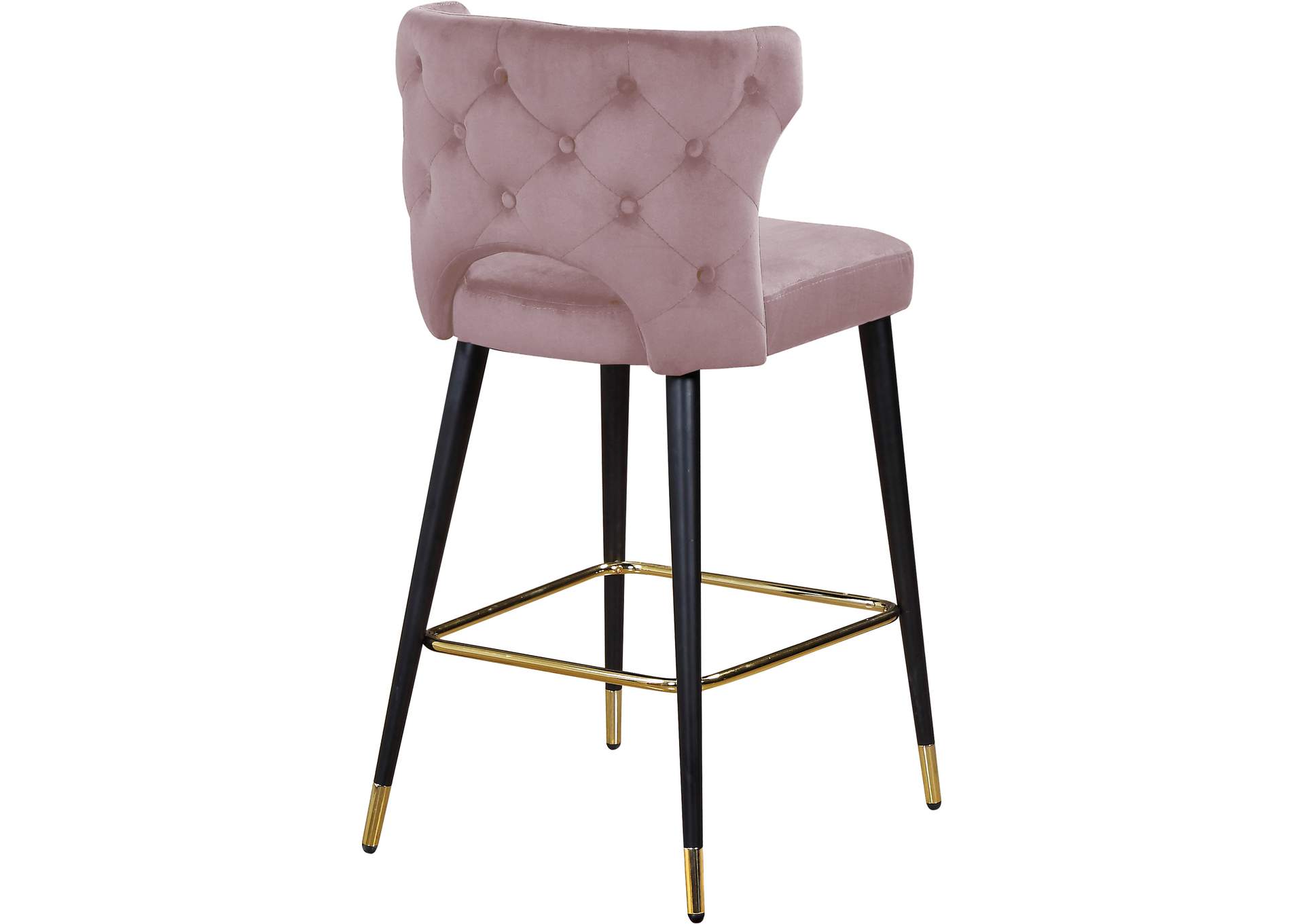 Kelly Pink Velvet Stool Set of 2,Meridian Furniture