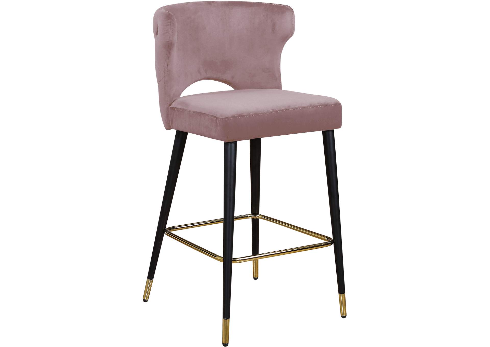 Kelly Pink Velvet Stool Set of 2,Meridian Furniture