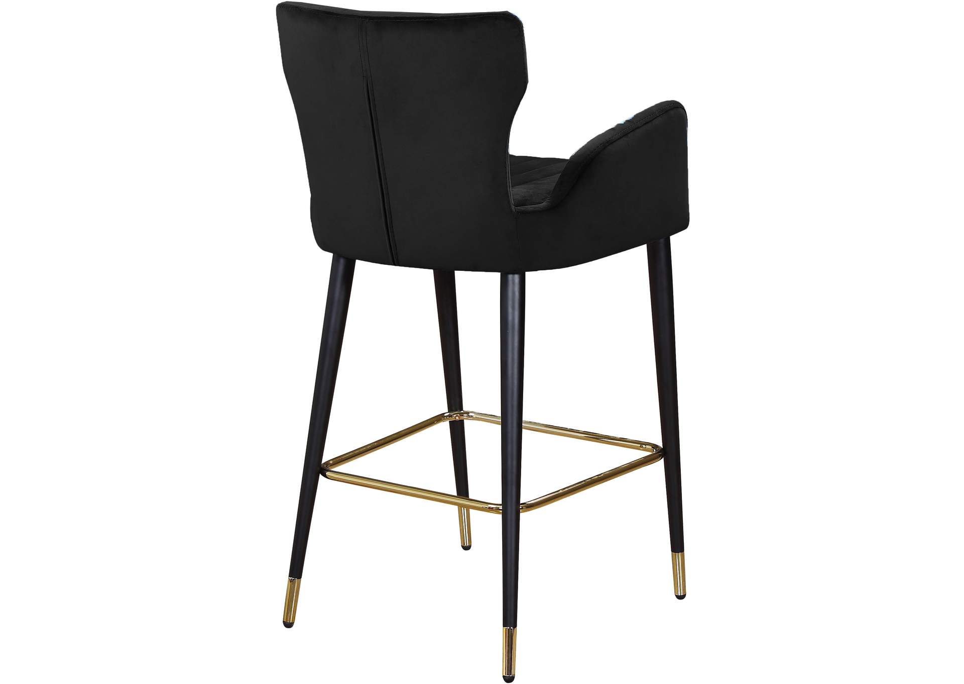 Luxe Black Velvet Stool Set of 2,Meridian Furniture