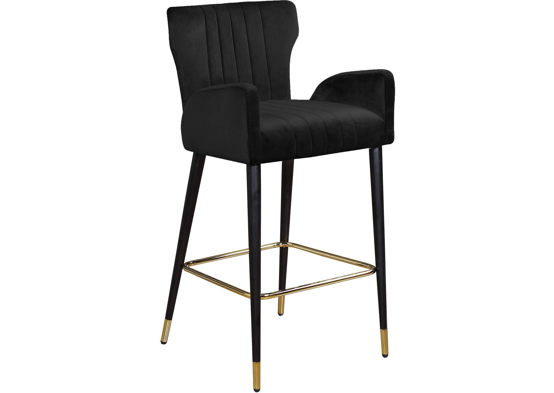 Luxe Black Velvet Stool Set of 2,Meridian Furniture